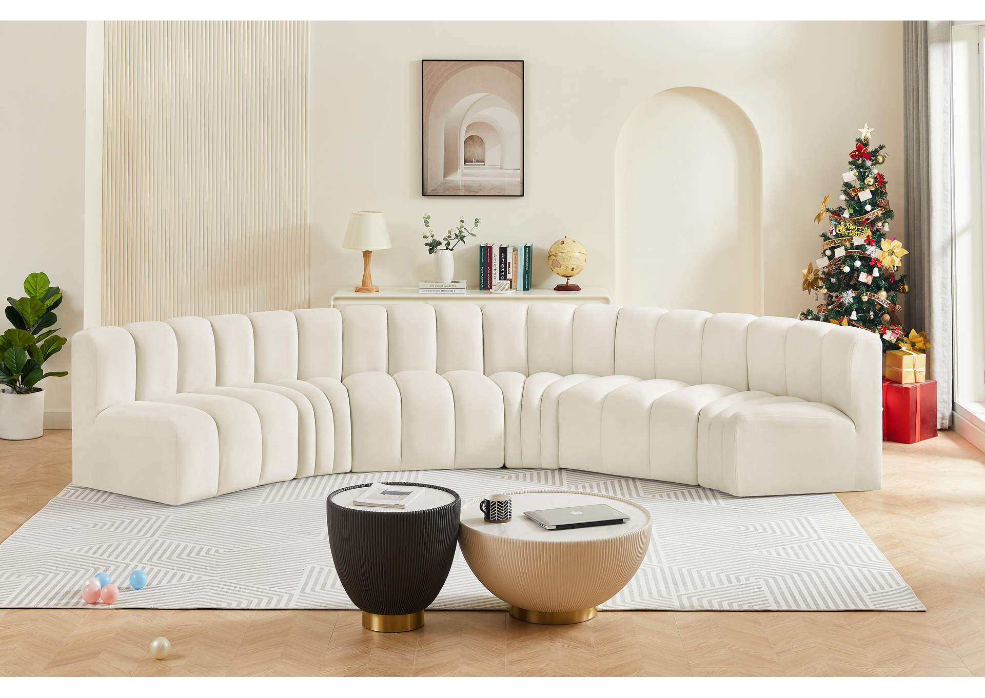 Arc Cream Velvet Modular Sofa,Meridian Furniture