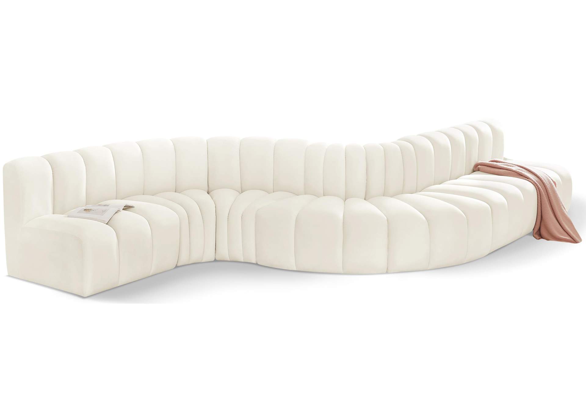 Arc Cream Velvet Modular Sofa,Meridian Furniture