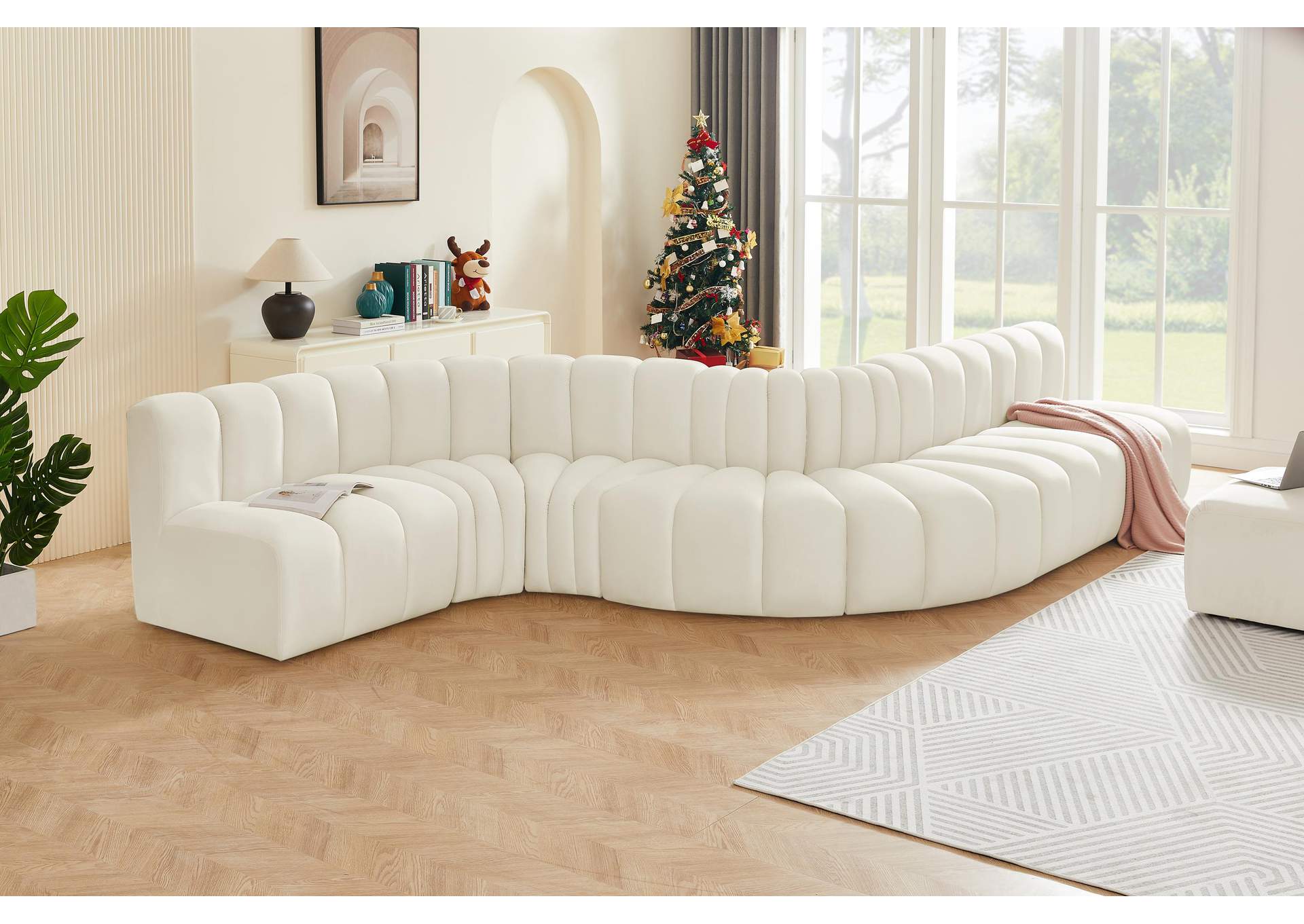 Arc Cream Velvet Modular Sofa,Meridian Furniture