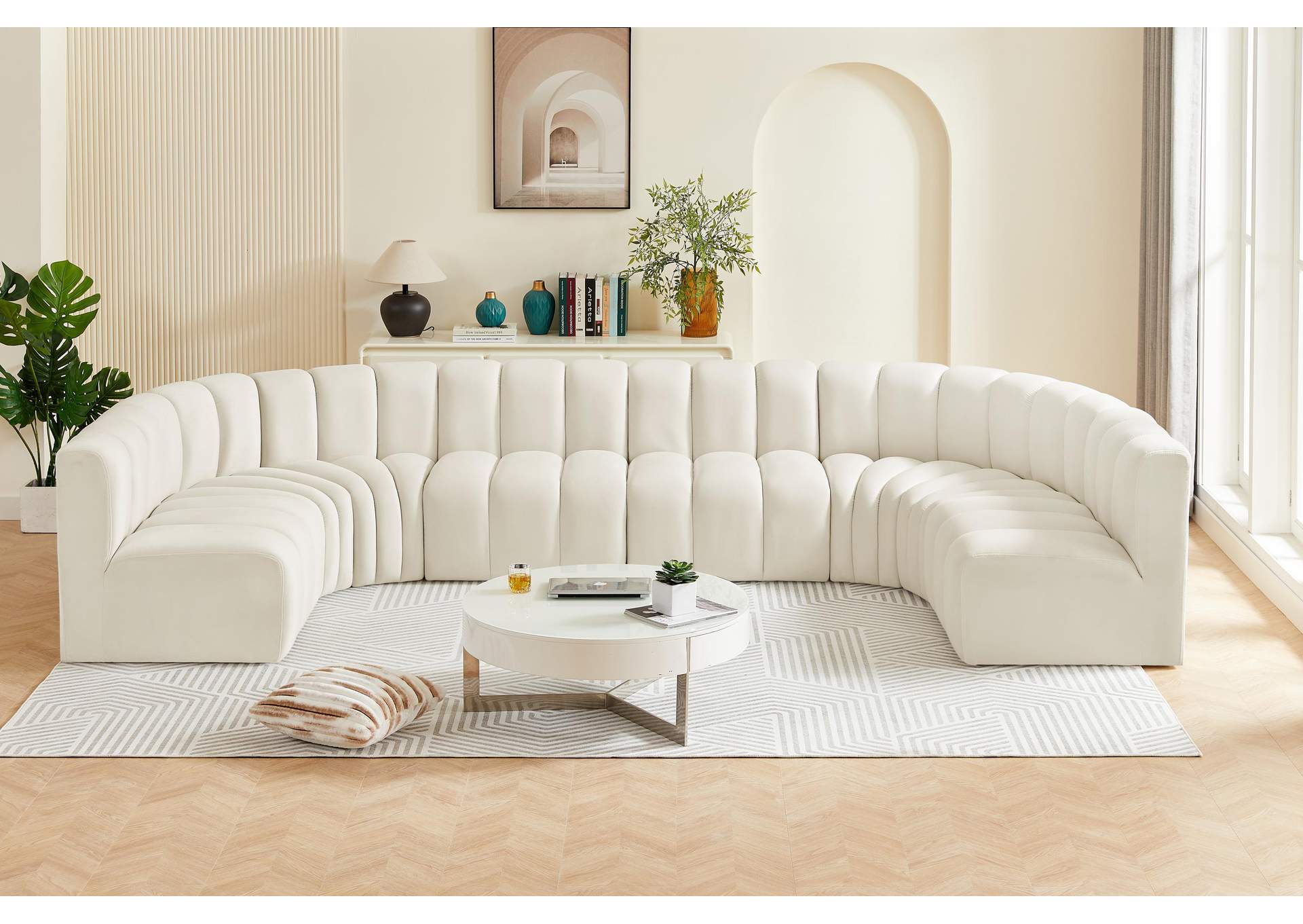 Arc Cream Velvet Modular Sofa,Meridian Furniture