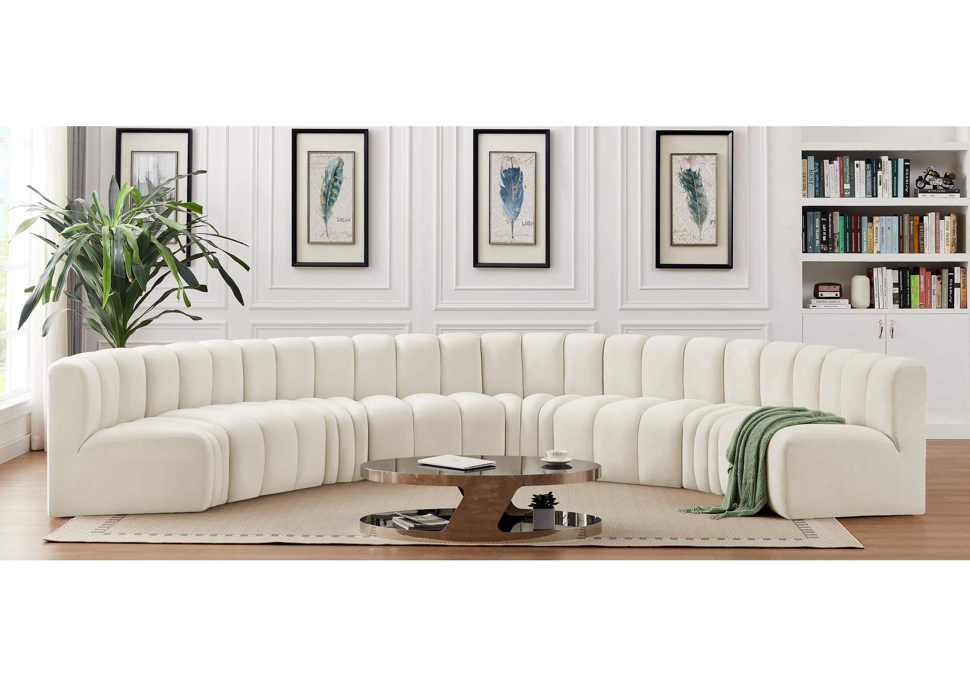 Arc Cream Velvet Modular Sofa,Meridian Furniture