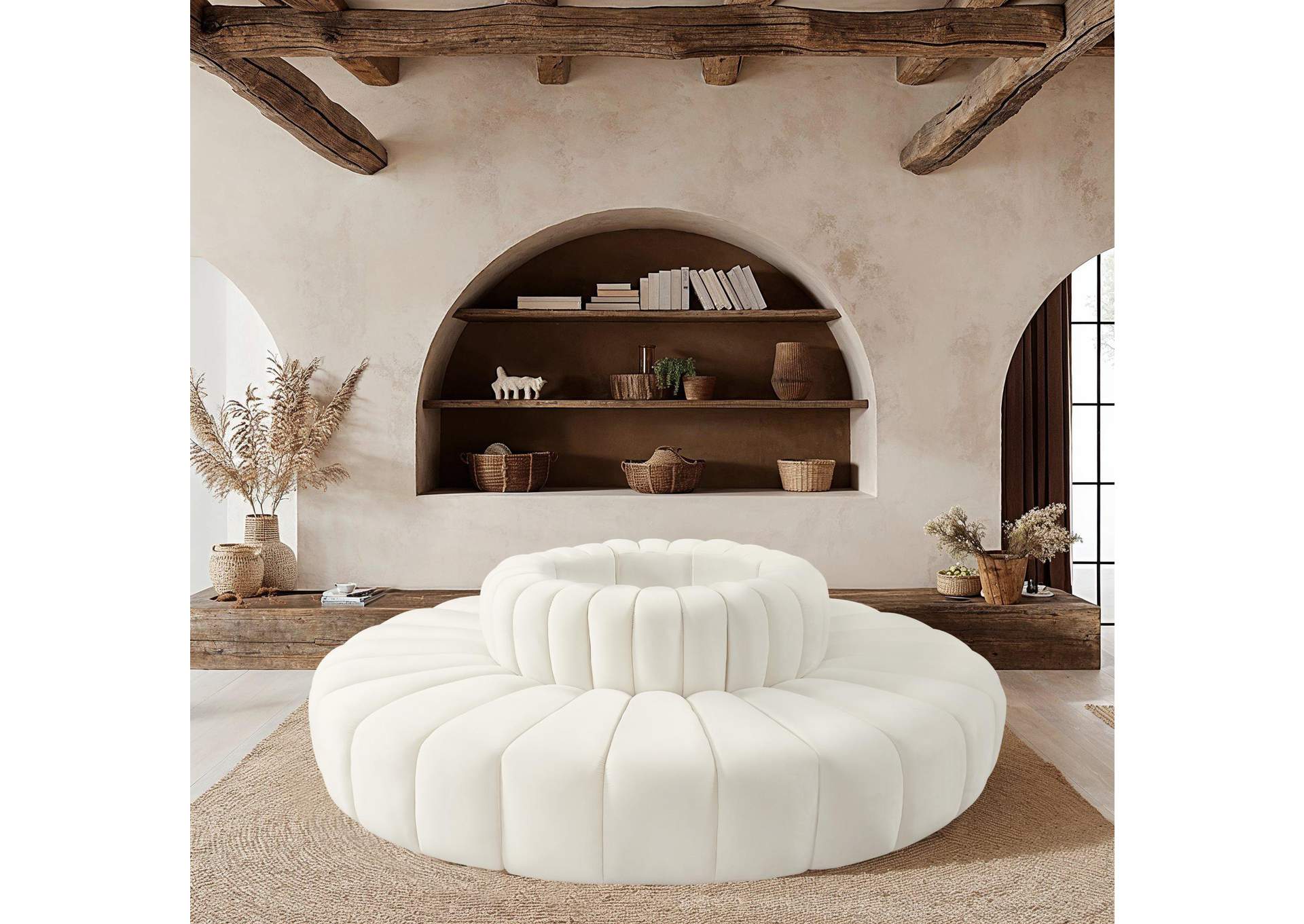 Arc Cream Velvet Modular Sofa,Meridian Furniture