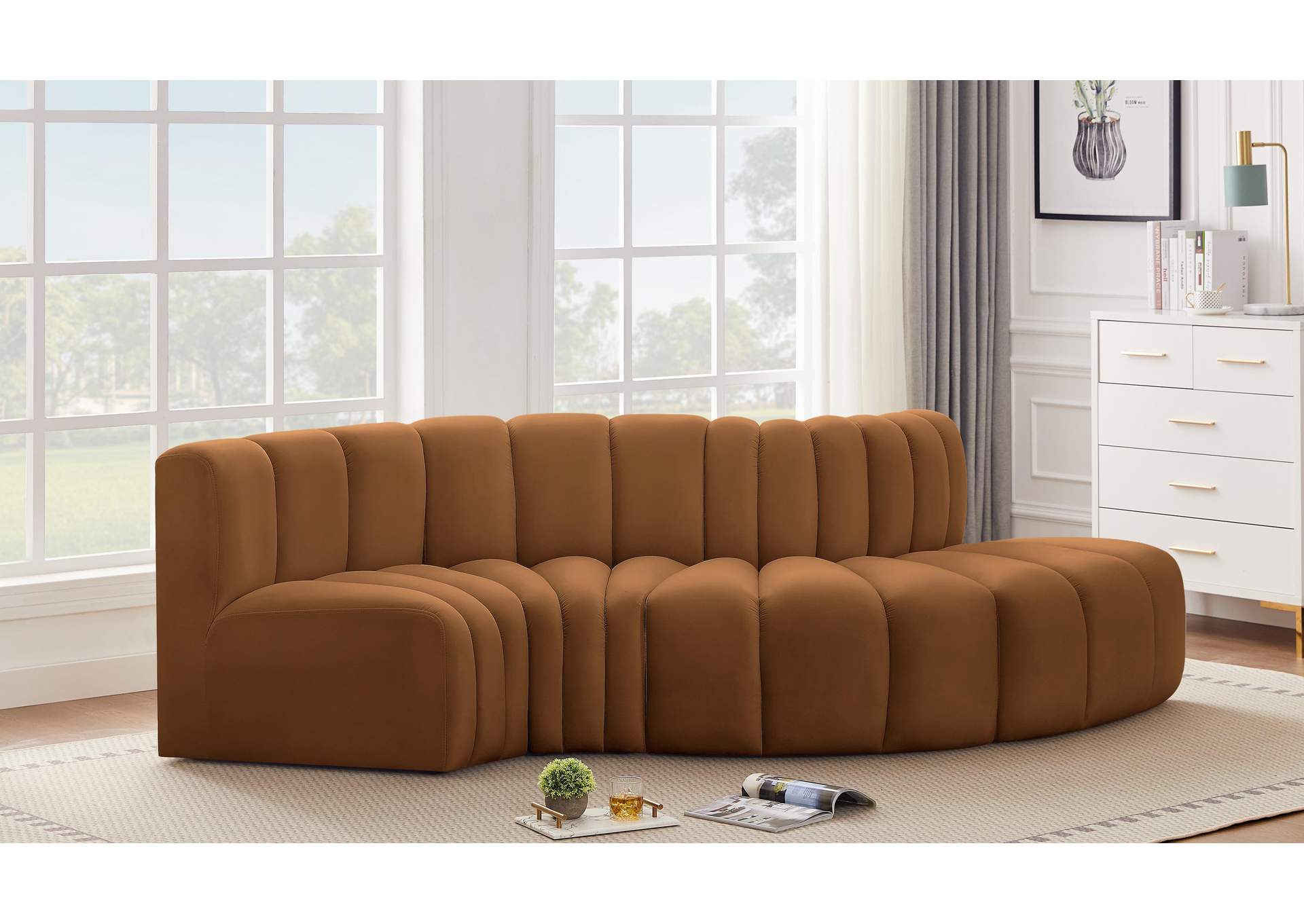 Arc Saddle Velvet Modular Sofa,Meridian Furniture