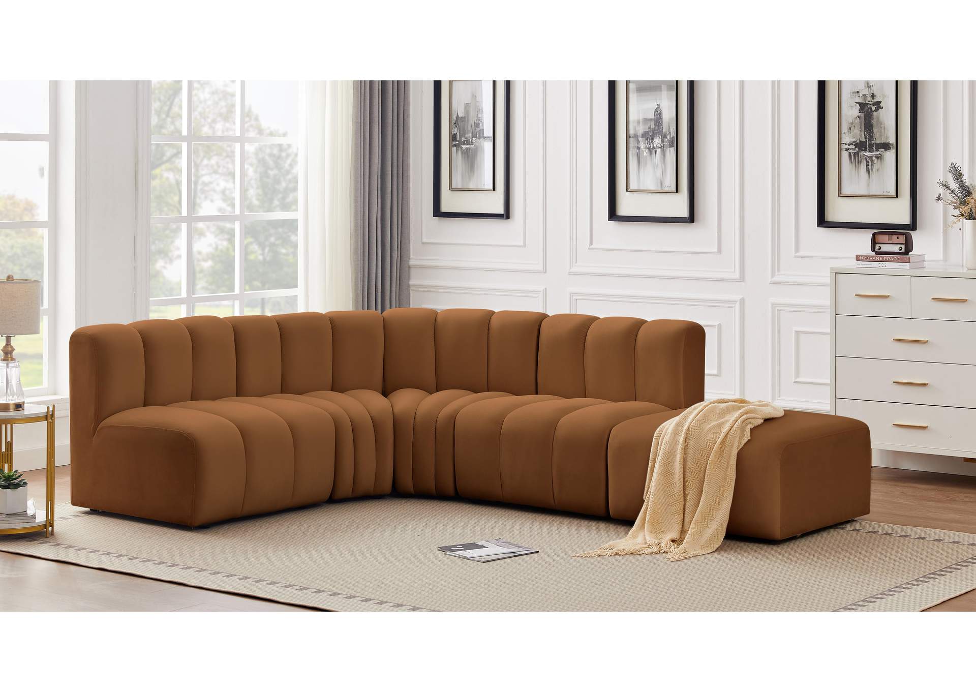 Arc Saddle Velvet Modular Sofa,Meridian Furniture