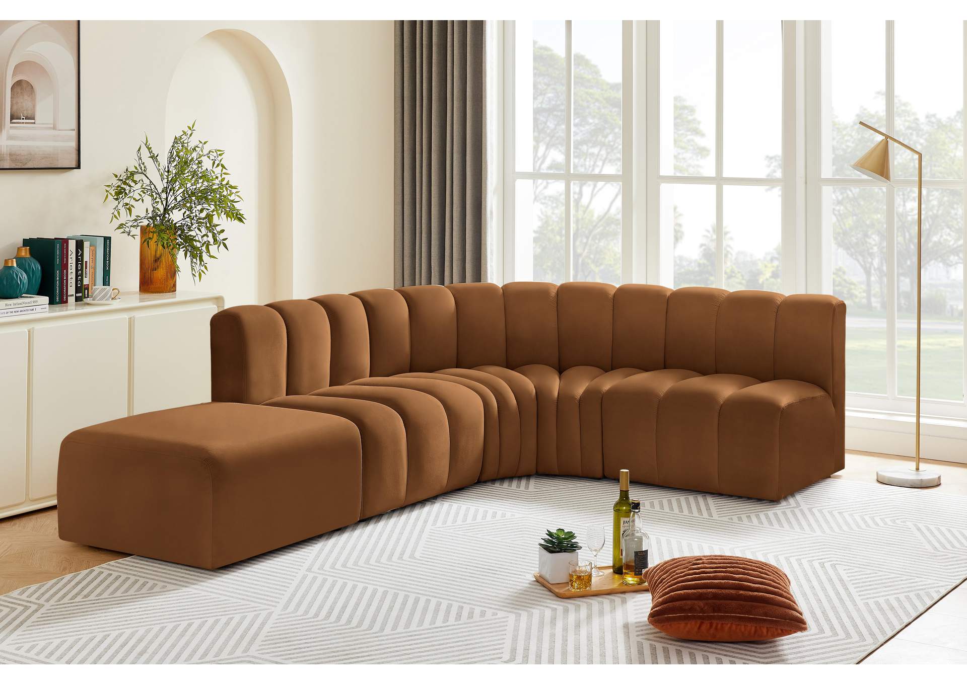 Arc Saddle Velvet Modular Sofa,Meridian Furniture