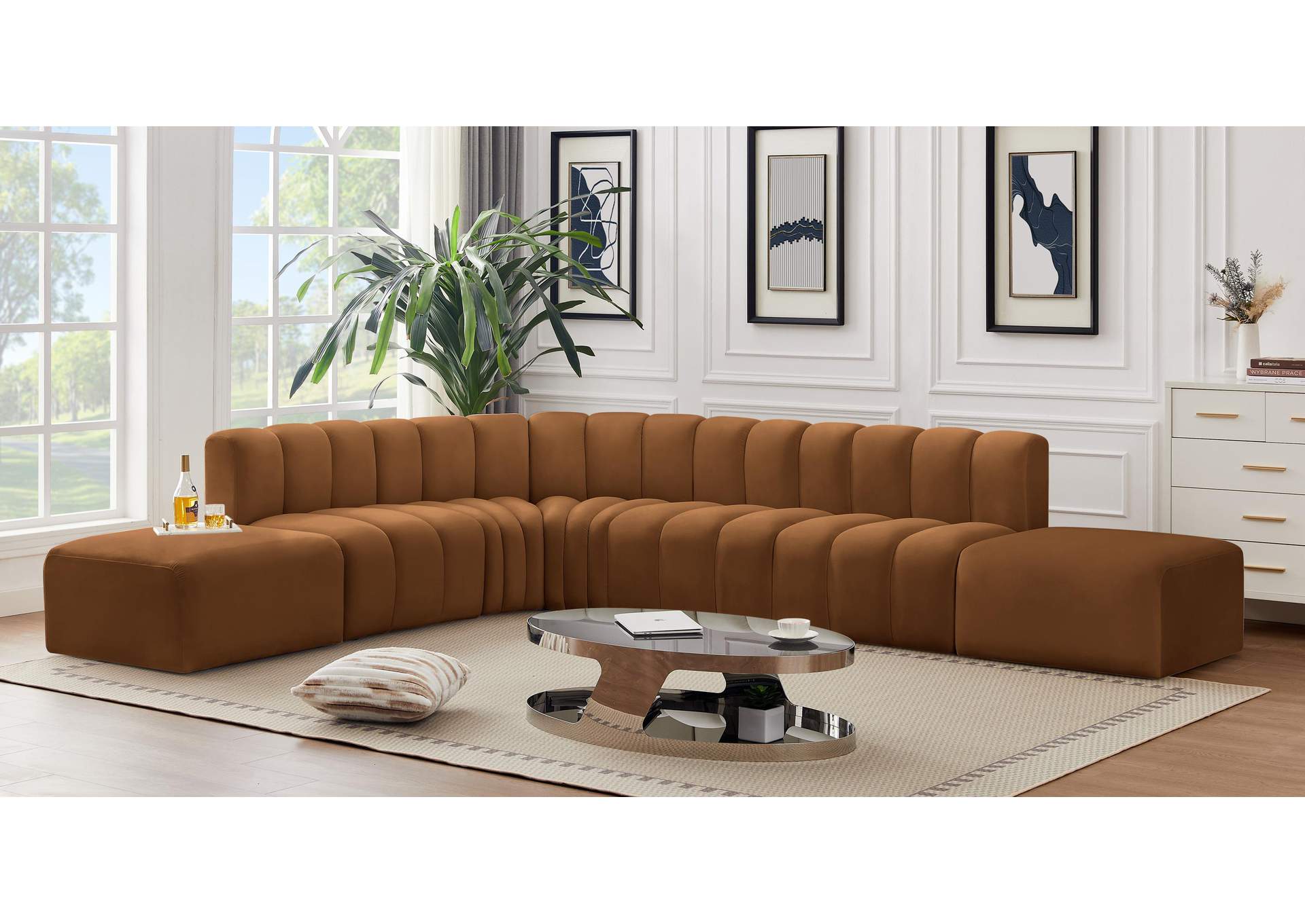 Arc Saddle Velvet Modular Sofa,Meridian Furniture