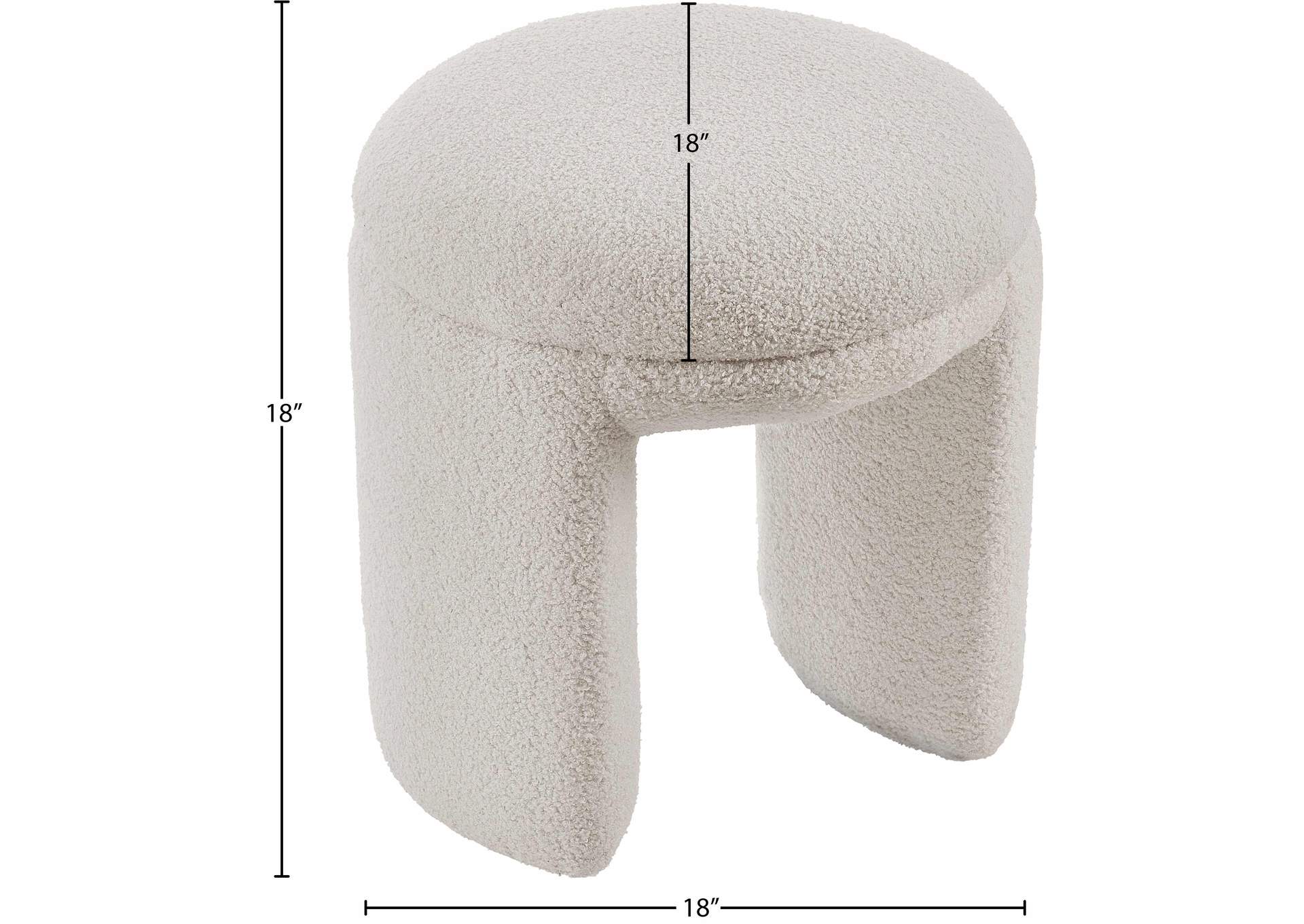 Bowen Beige Faux Shearling Teddy Fabric Ottoman - Stool,Meridian Furniture