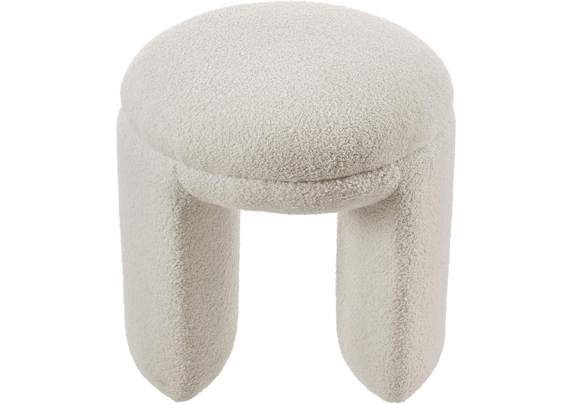 Bowen Beige Faux Shearling Teddy Fabric Ottoman - Stool,Meridian Furniture