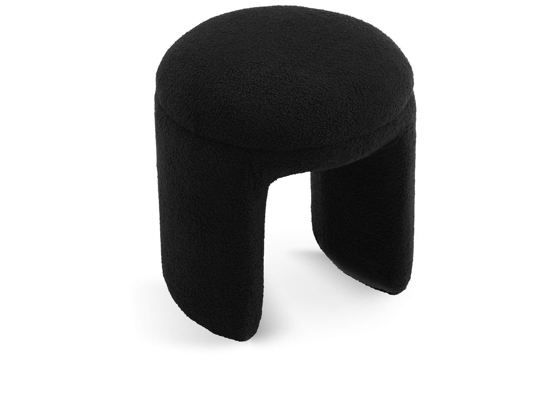 Bowen Black Faux Shearling Teddy Fabric Ottoman - Stool,Meridian Furniture