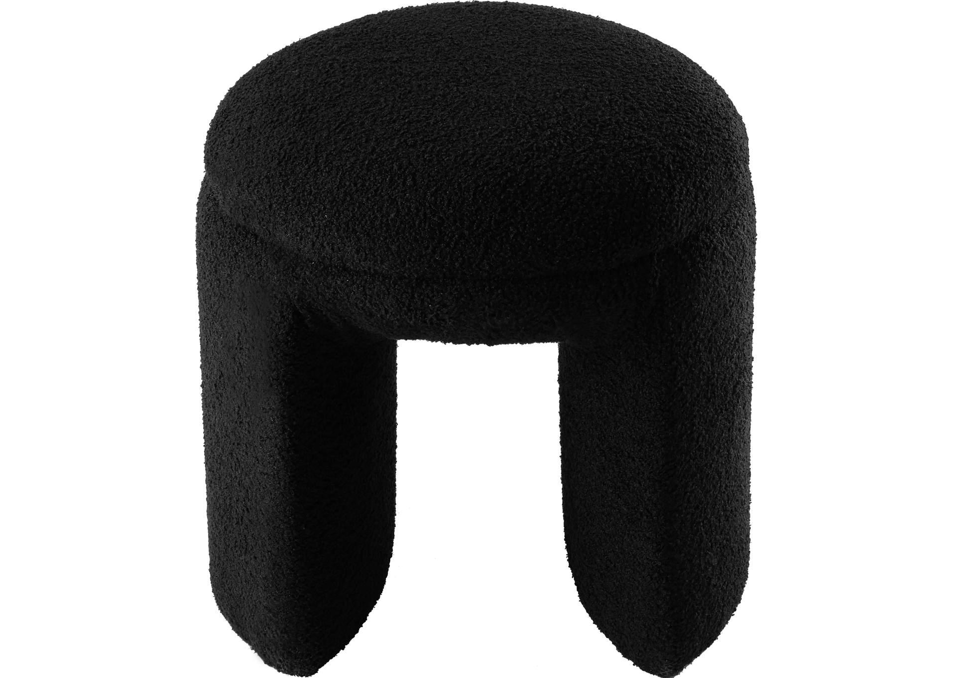 Bowen Black Faux Shearling Teddy Fabric Ottoman - Stool,Meridian Furniture