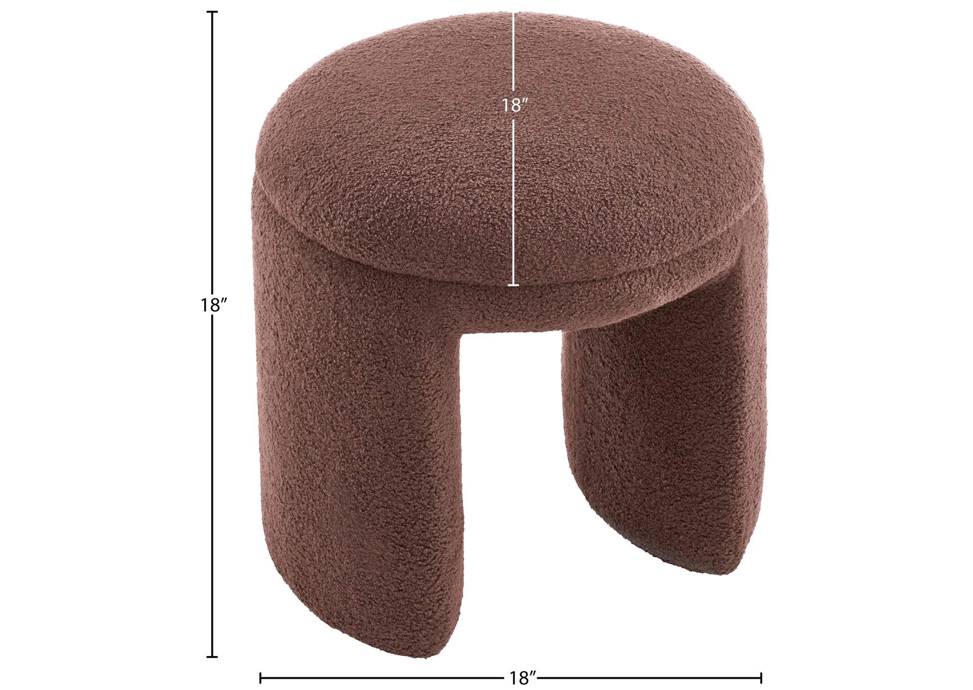 Bowen Brown Faux Shearling Teddy Fabric Ottoman - Stool,Meridian Furniture