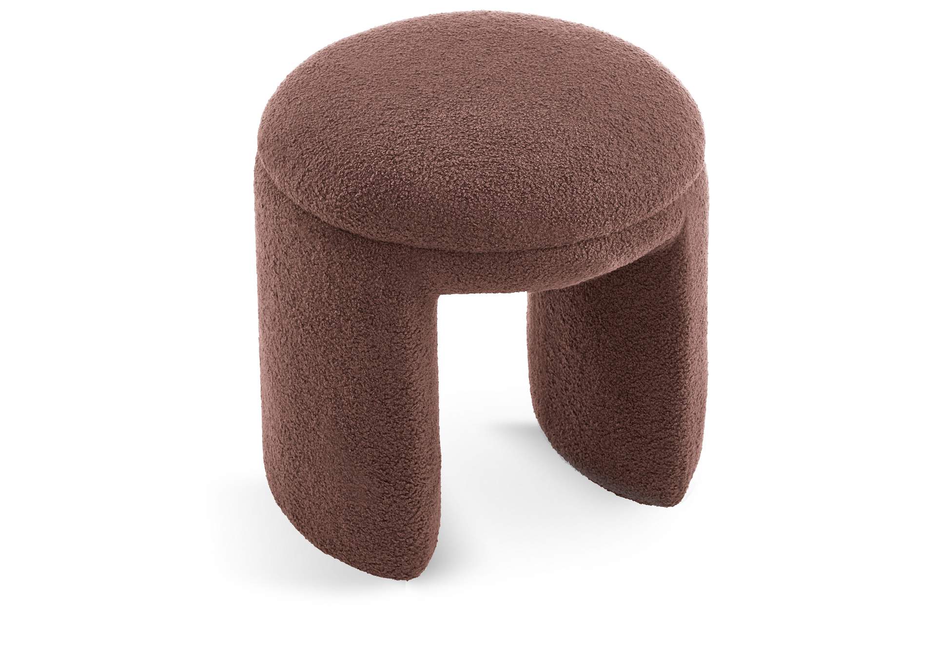 Bowen Brown Faux Shearling Teddy Fabric Ottoman - Stool,Meridian Furniture