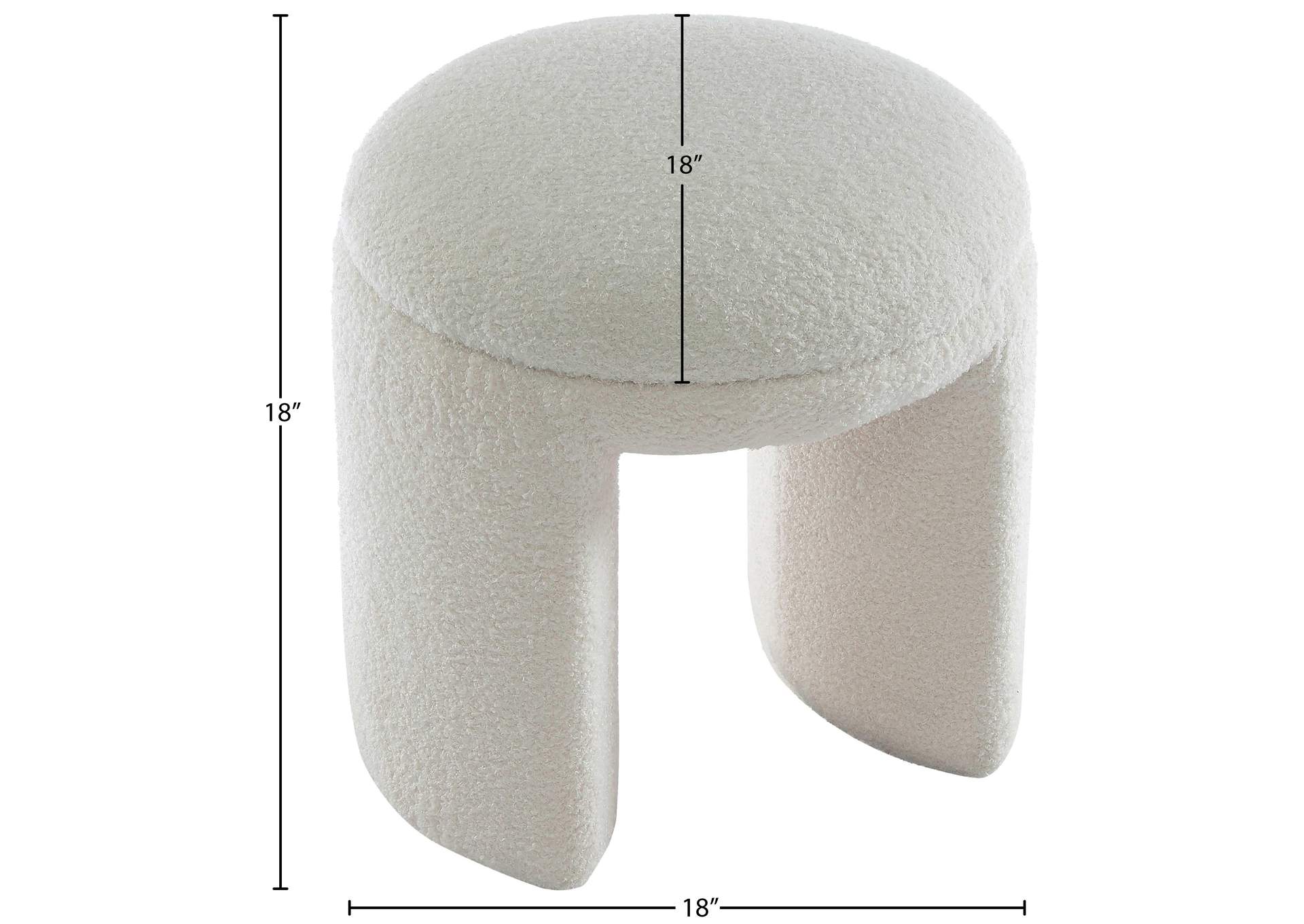 Bowen Cream Faux Shearling Teddy Fabric Ottoman - Stool,Meridian Furniture