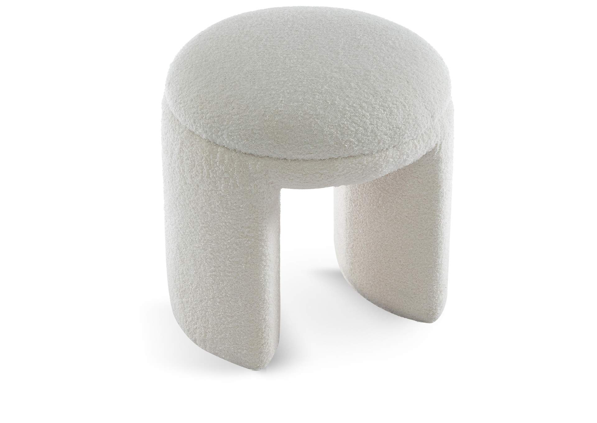 Bowen Cream Faux Shearling Teddy Fabric Ottoman - Stool,Meridian Furniture