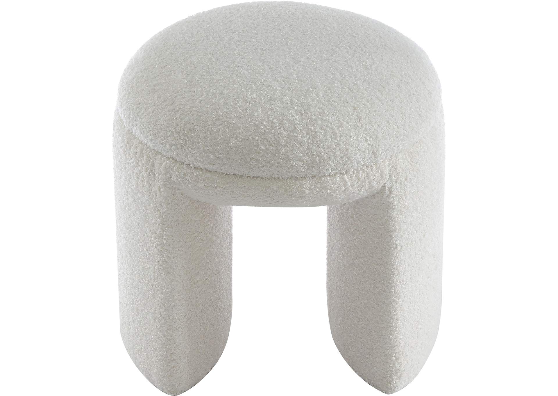 Bowen Cream Faux Shearling Teddy Fabric Ottoman - Stool,Meridian Furniture