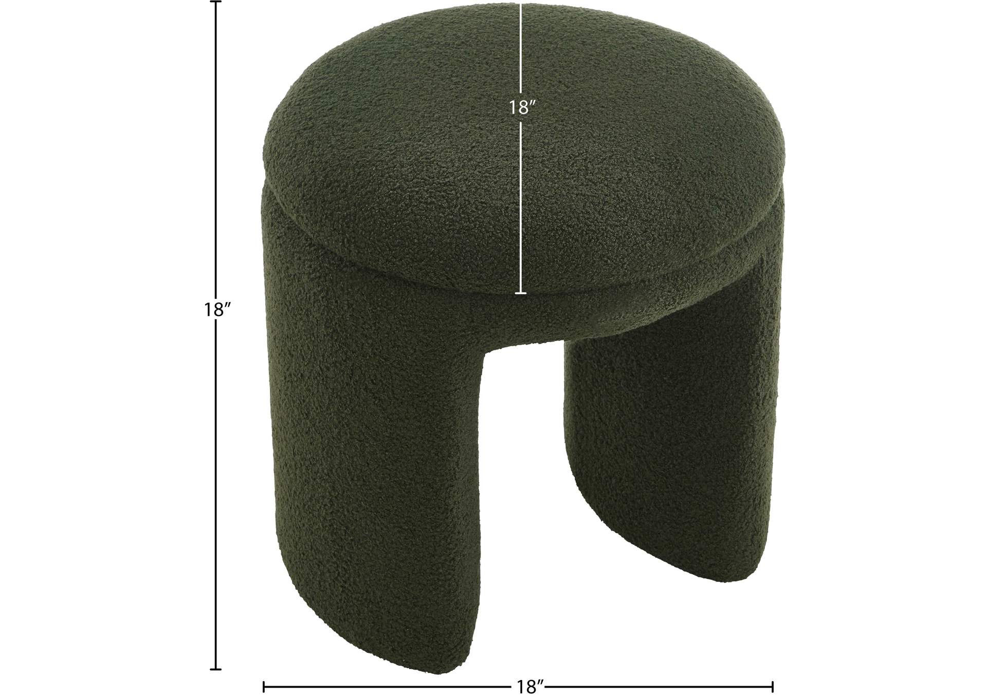 Bowen Green Faux Shearling Teddy Fabric Ottoman - Stool,Meridian Furniture