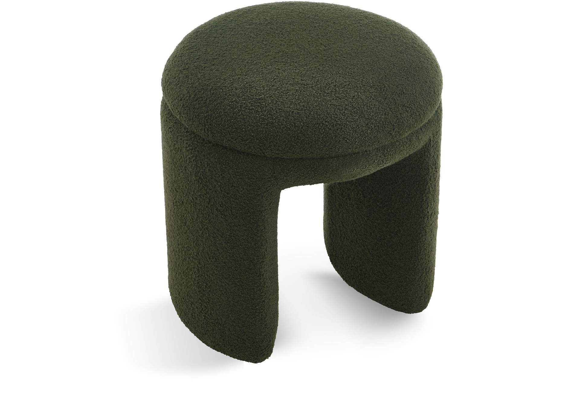 Bowen Green Faux Shearling Teddy Fabric Ottoman - Stool,Meridian Furniture