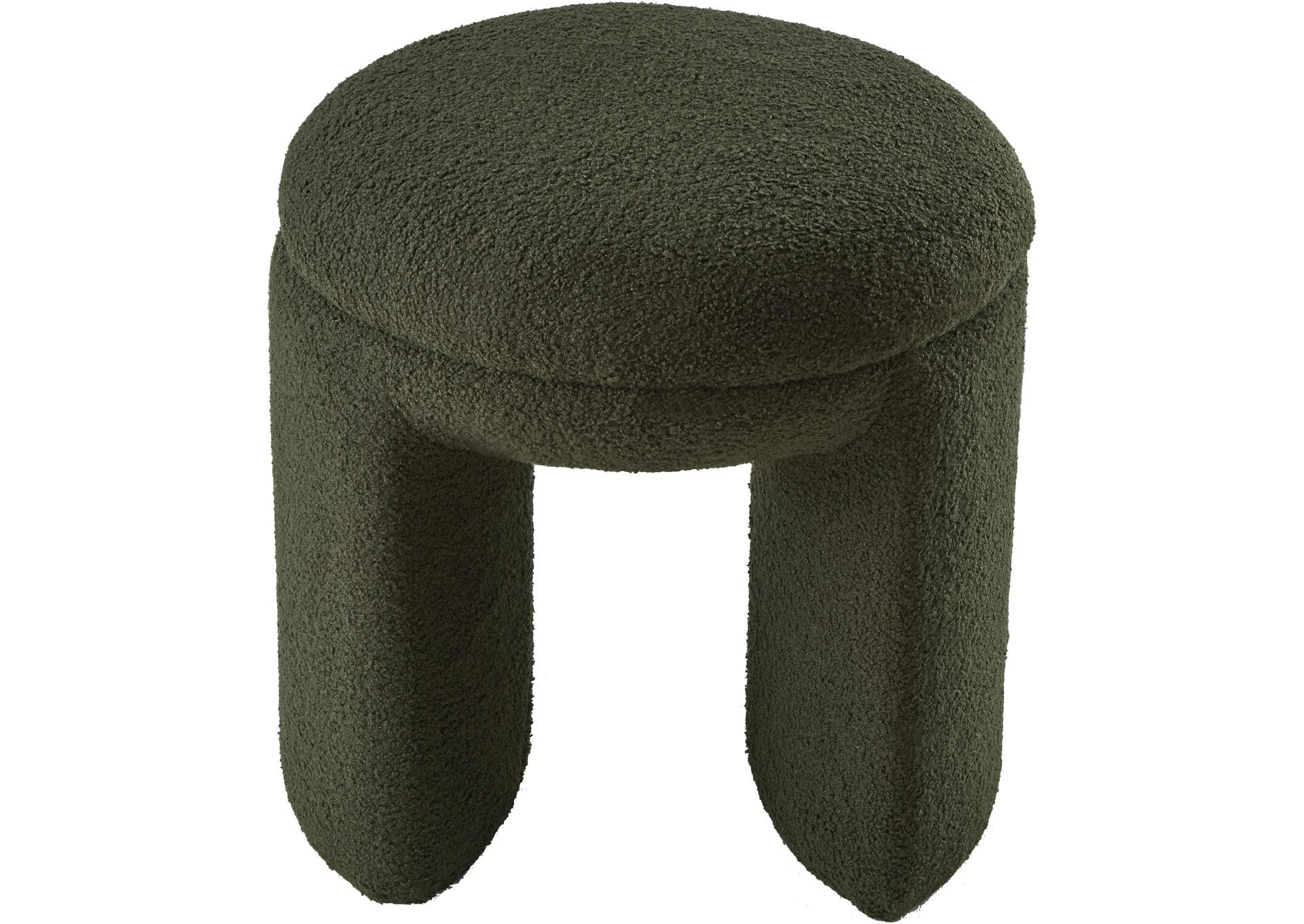 Bowen Green Faux Shearling Teddy Fabric Ottoman - Stool,Meridian Furniture