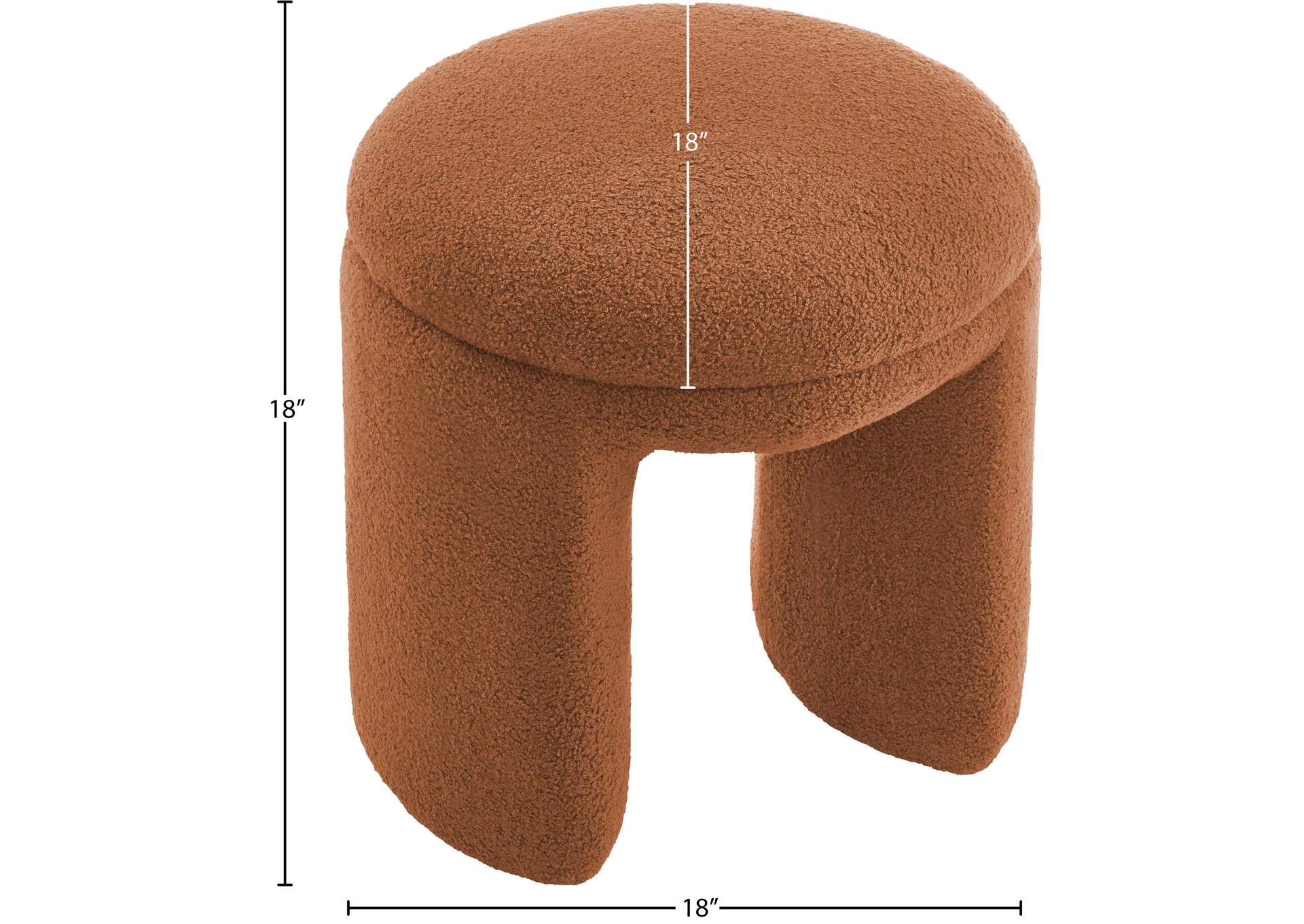 Bowen Saddle Faux Shearling Teddy Fabric Ottoman - Stool,Meridian Furniture