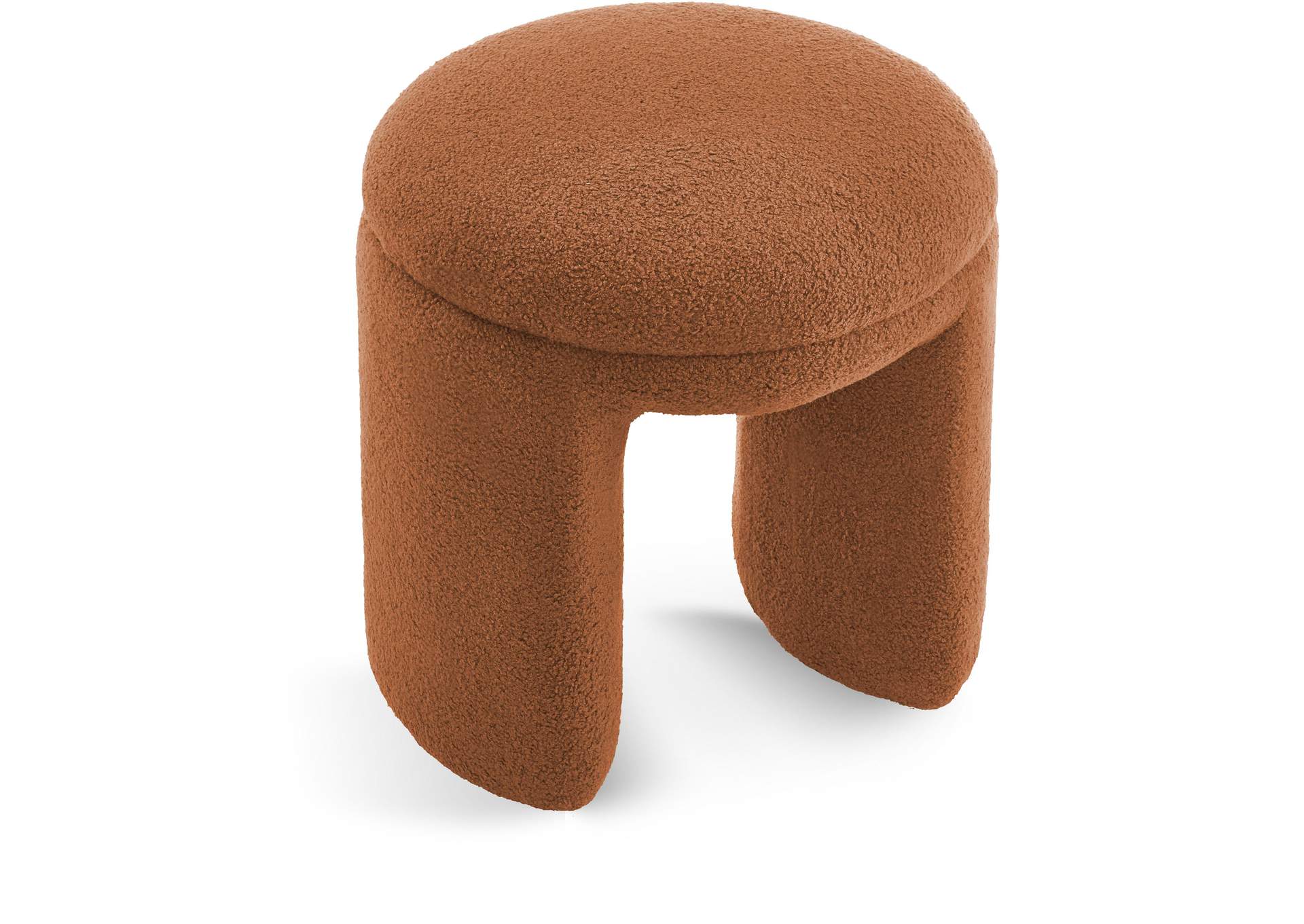 Bowen Saddle Faux Shearling Teddy Fabric Ottoman - Stool,Meridian Furniture