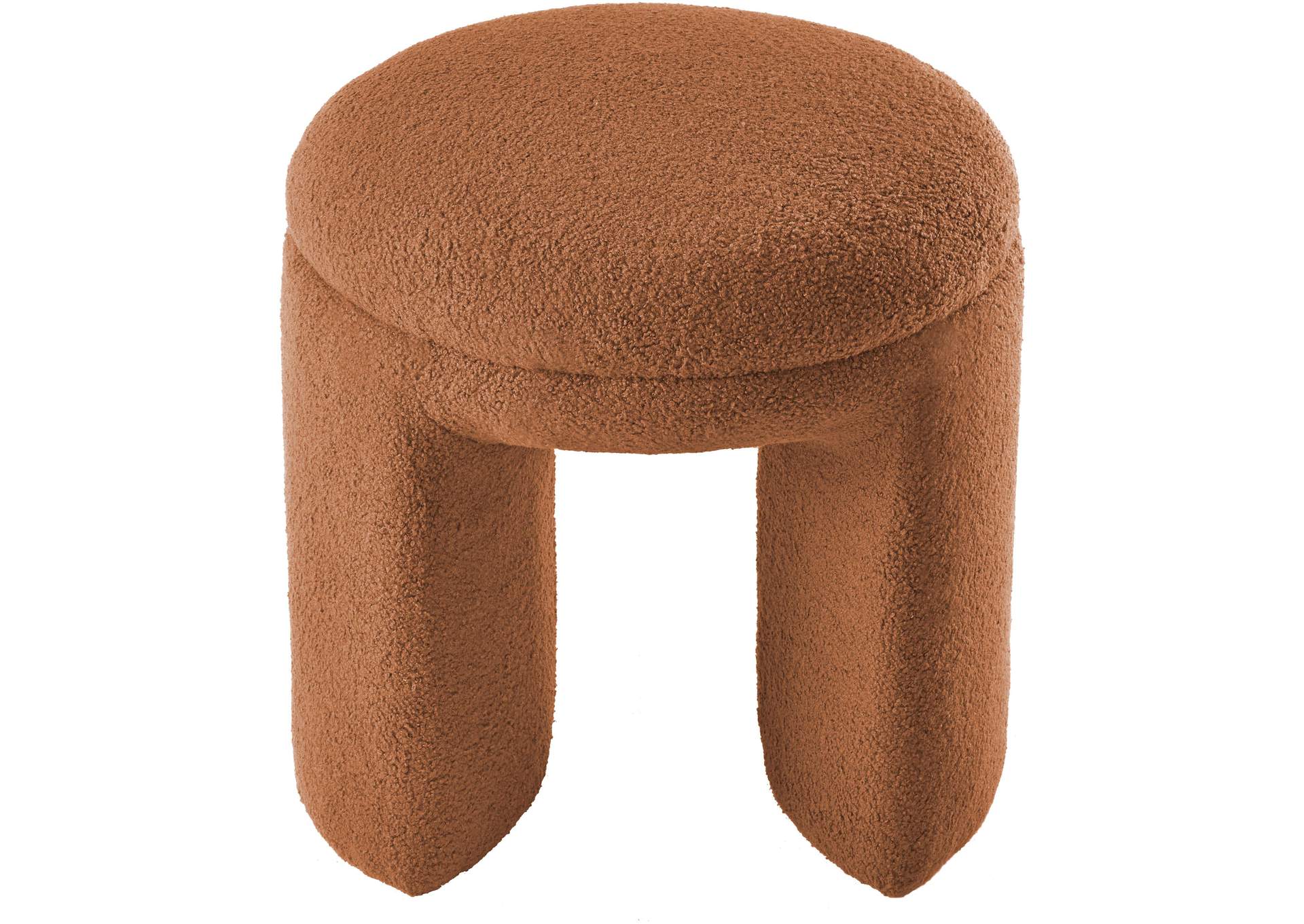 Bowen Saddle Faux Shearling Teddy Fabric Ottoman - Stool,Meridian Furniture