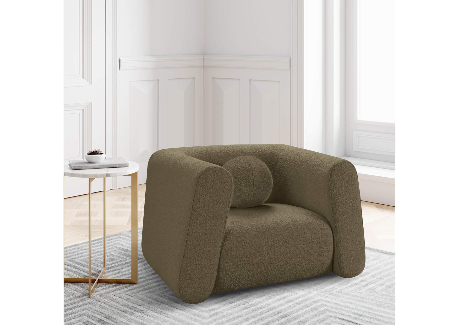 Abbington Olive Boucle Fabric Chair,Meridian Furniture