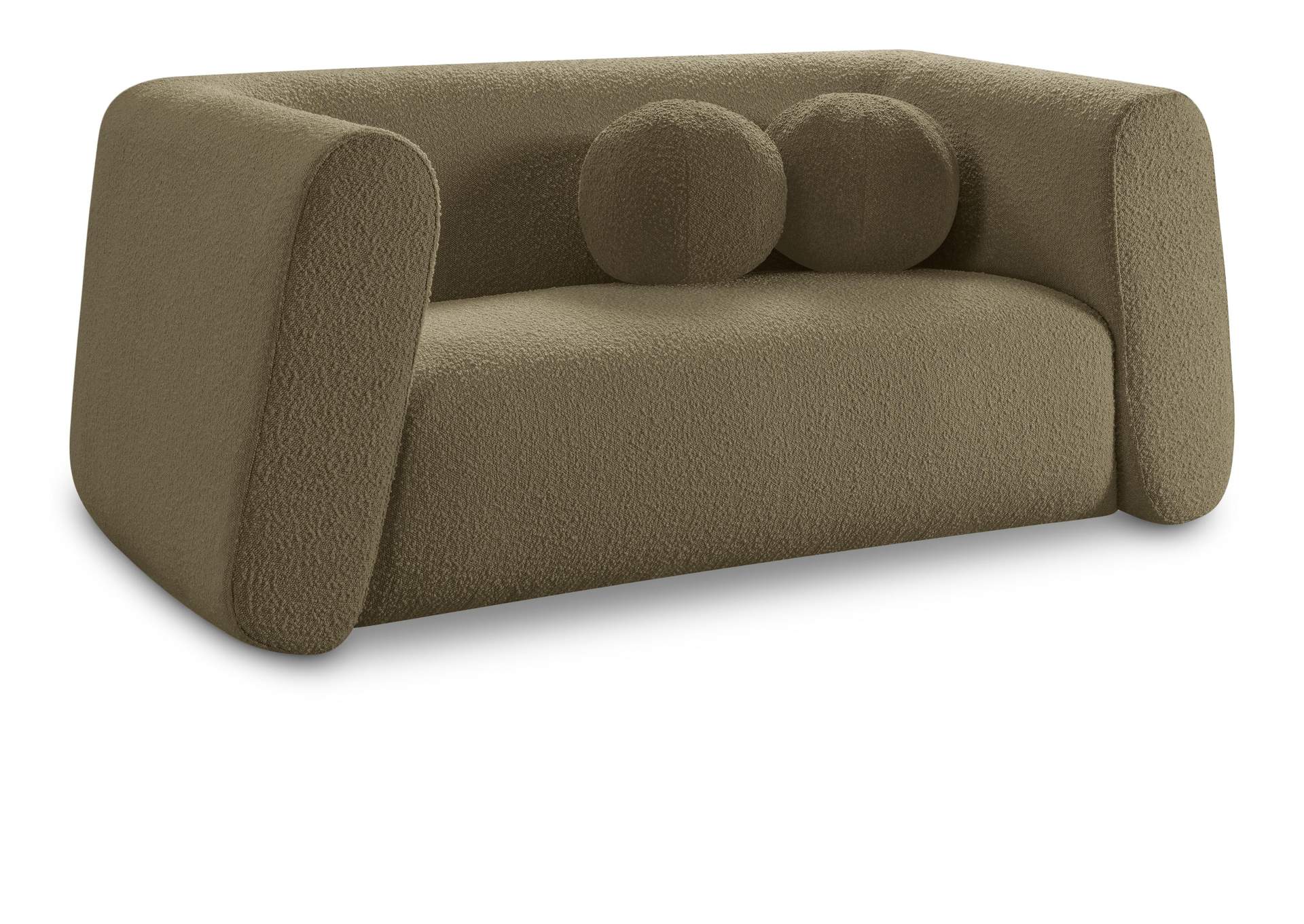 Abbington Olive Boucle Fabric Loveseat,Meridian Furniture