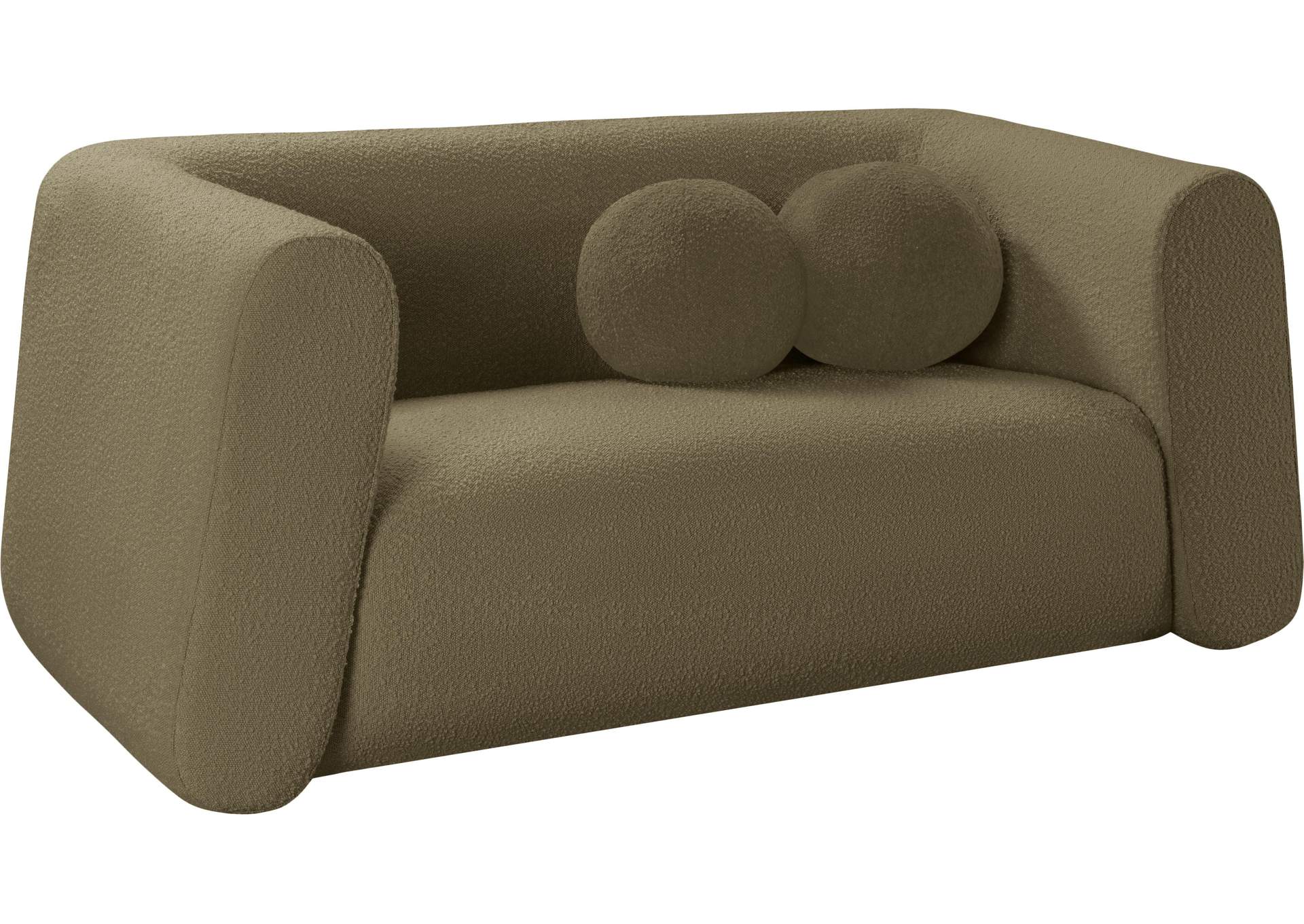 Abbington Olive Boucle Fabric Loveseat,Meridian Furniture