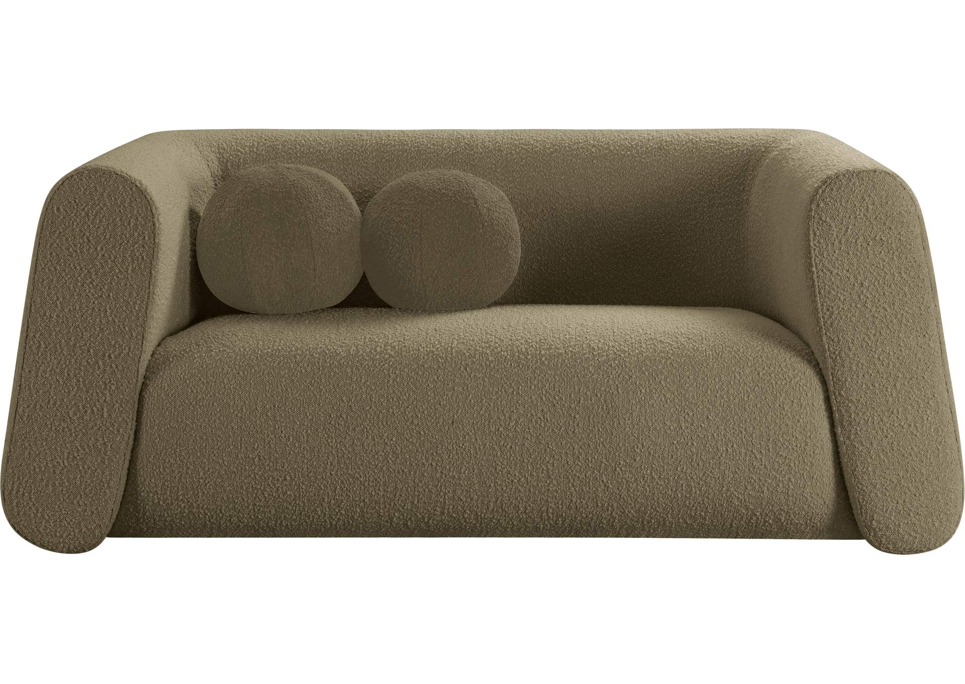 Abbington Olive Boucle Fabric Loveseat,Meridian Furniture