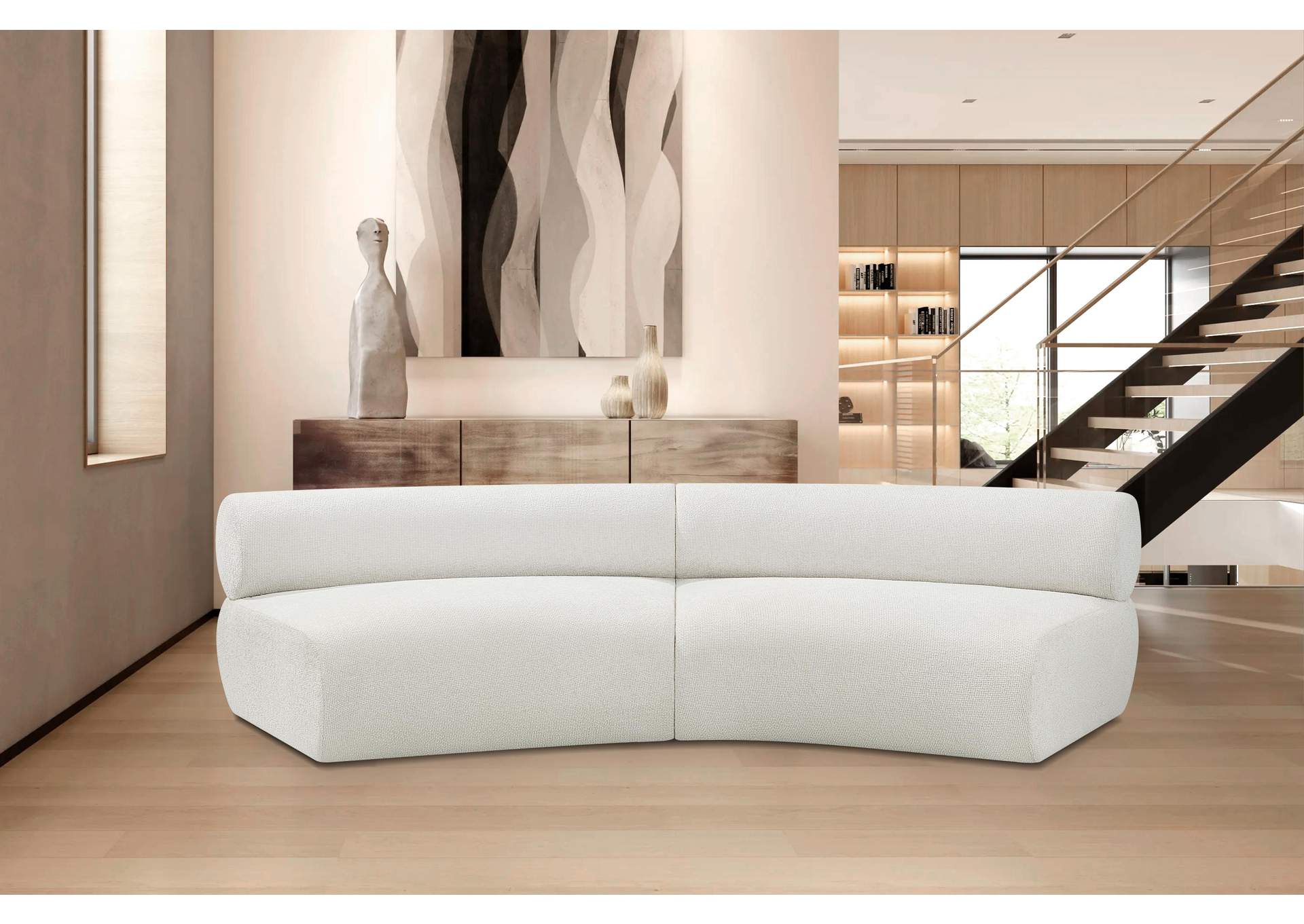 Bale Cream Chenille Fabric Modular Sofa,Meridian Furniture