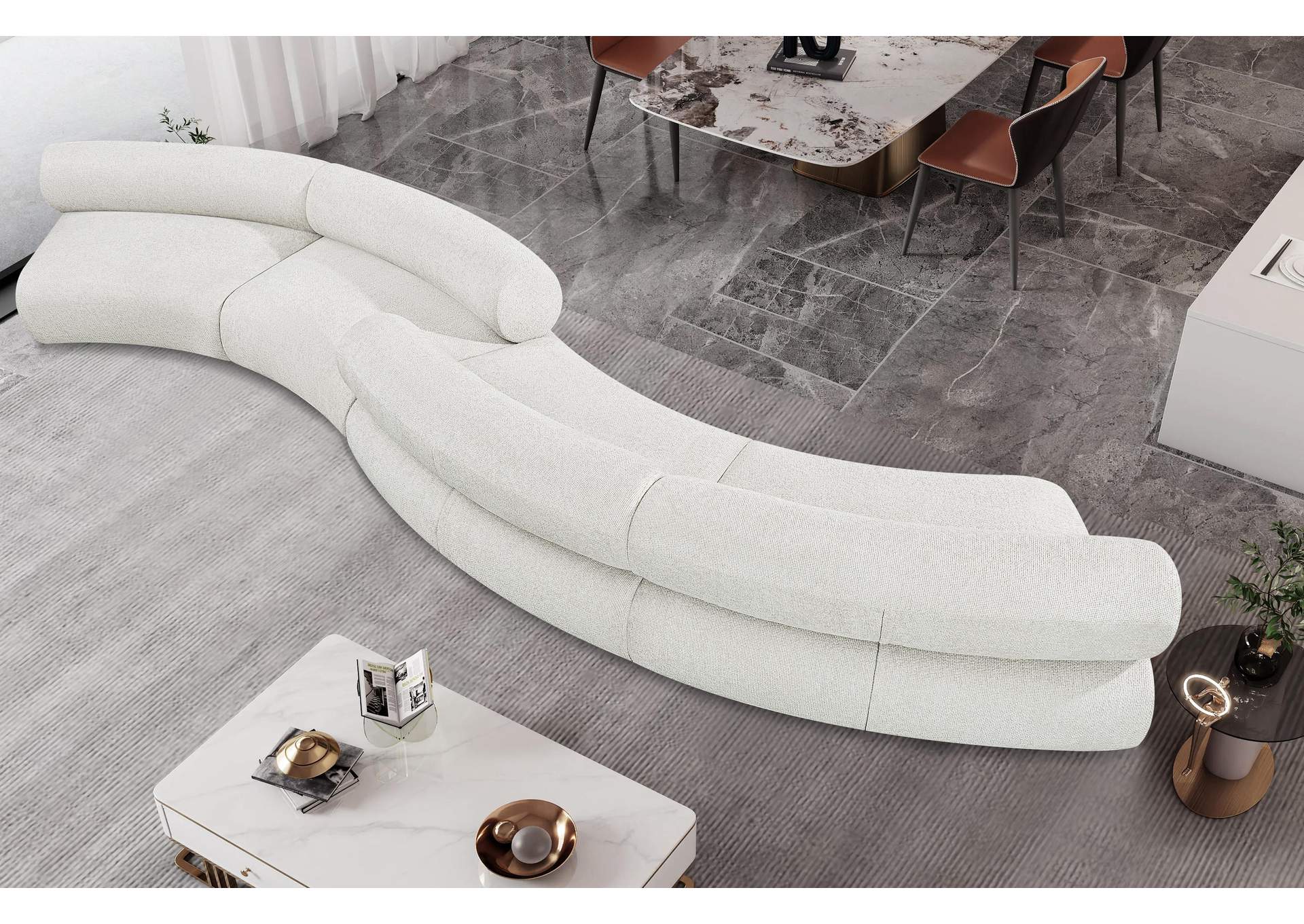 Bale Cream Chenille Fabric Modular Sofa,Meridian Furniture