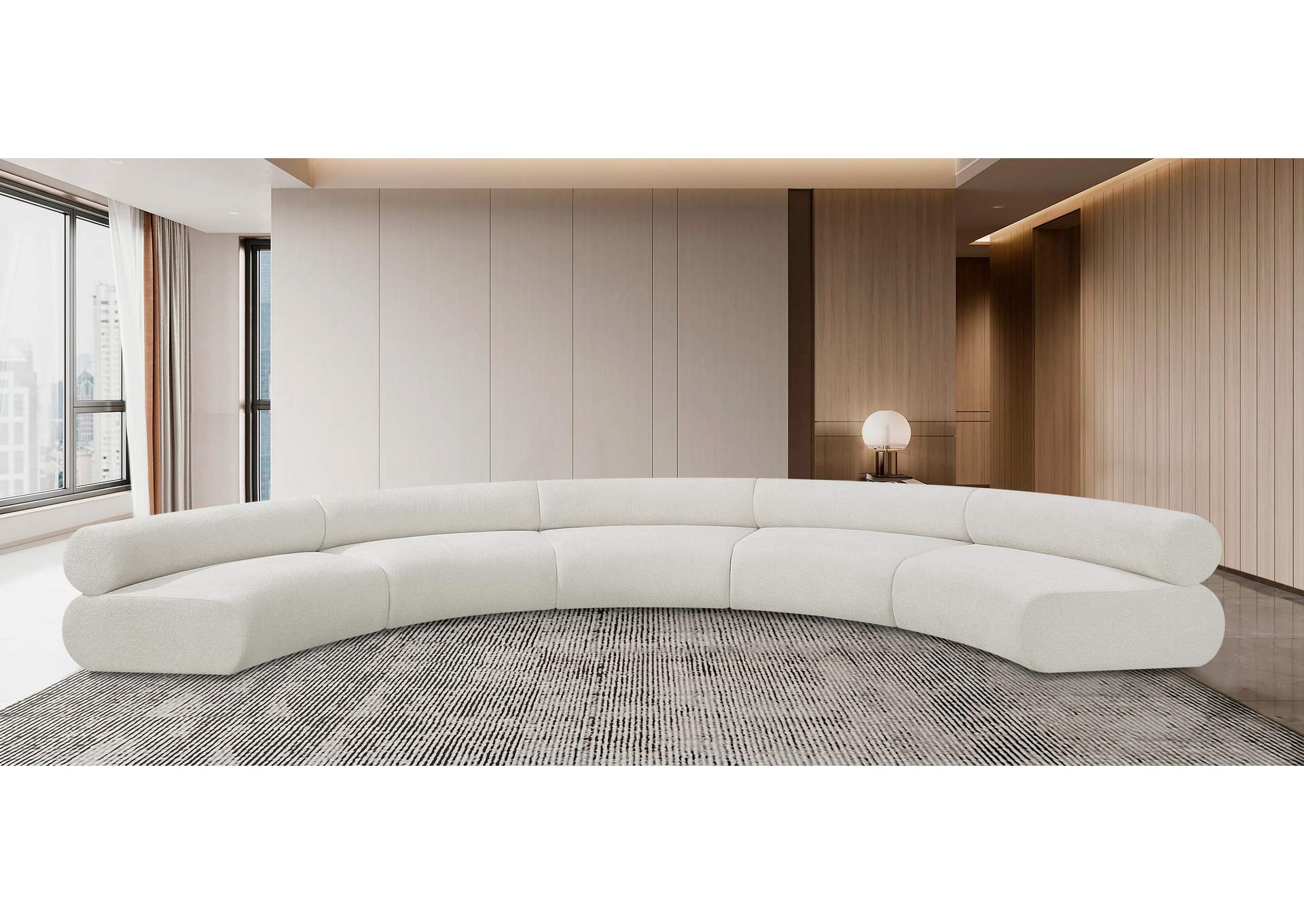 Bale Cream Chenille Fabric Modular Sofa,Meridian Furniture