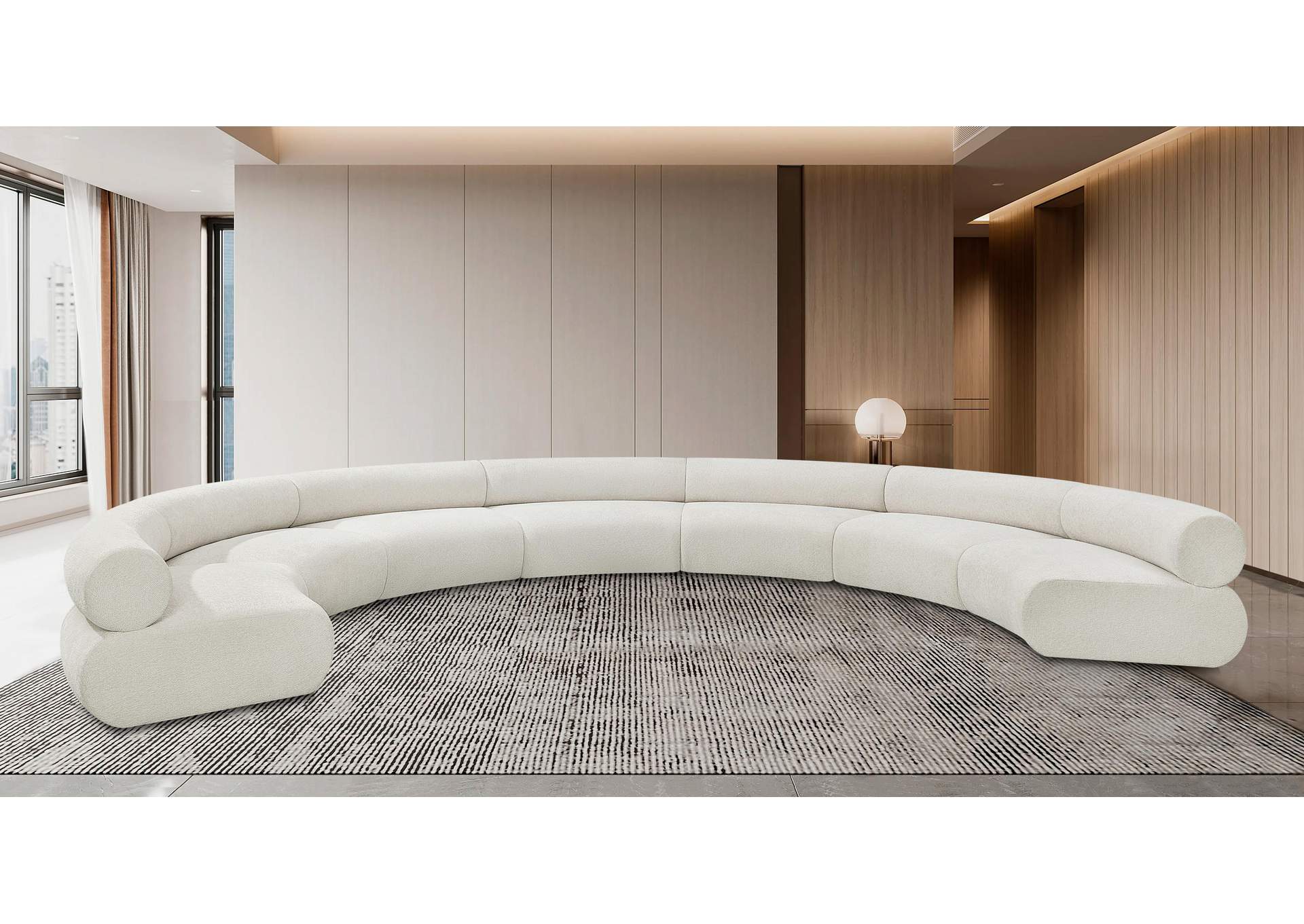 Bale Cream Chenille Fabric Modular Sofa,Meridian Furniture