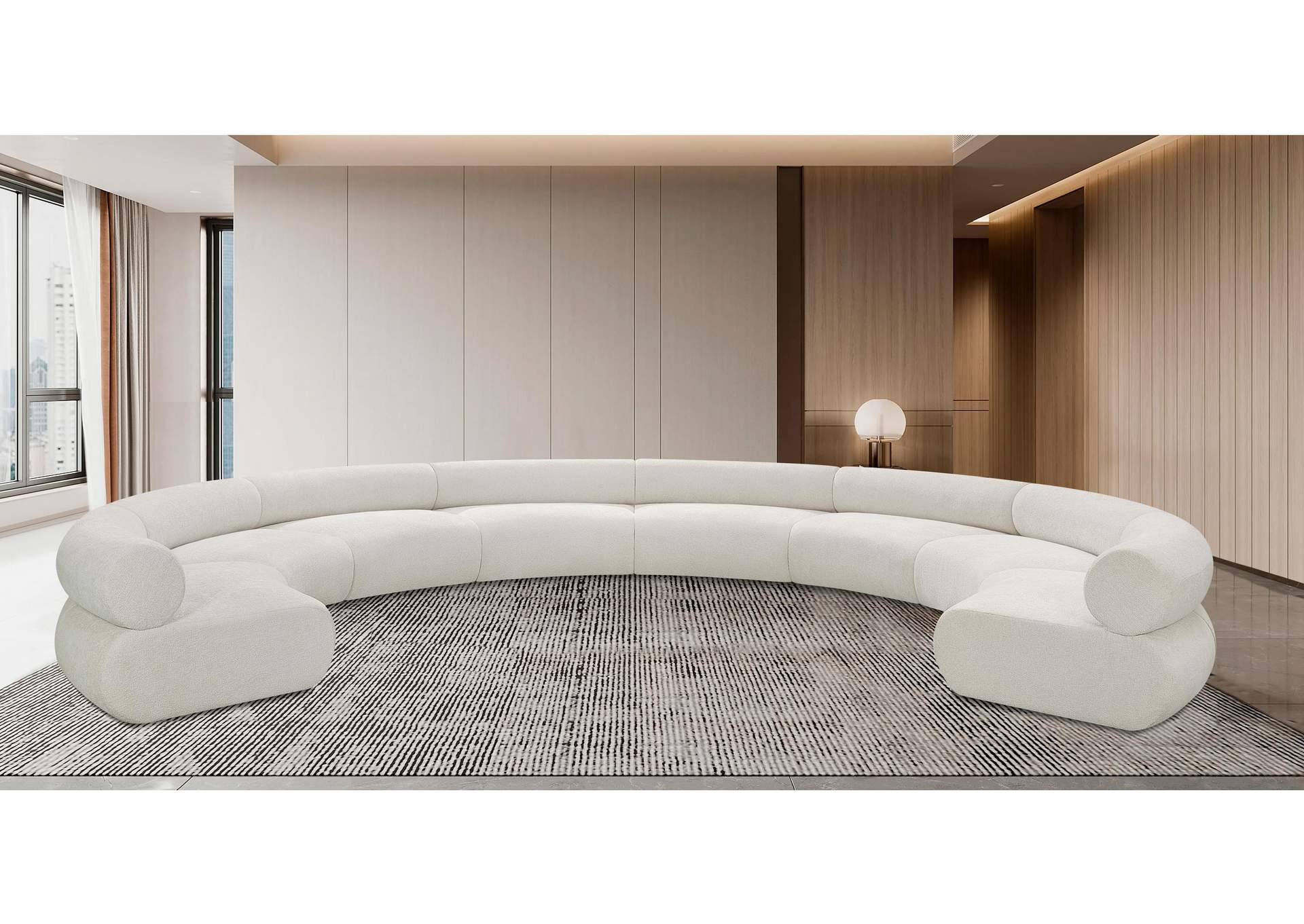 Bale Cream Chenille Fabric Modular Sofa,Meridian Furniture