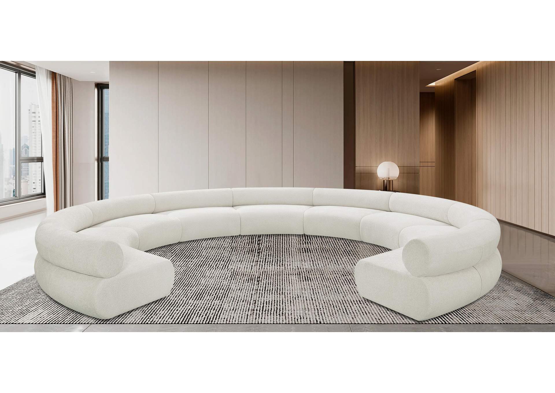 Bale Cream Chenille Fabric Modular Sofa,Meridian Furniture