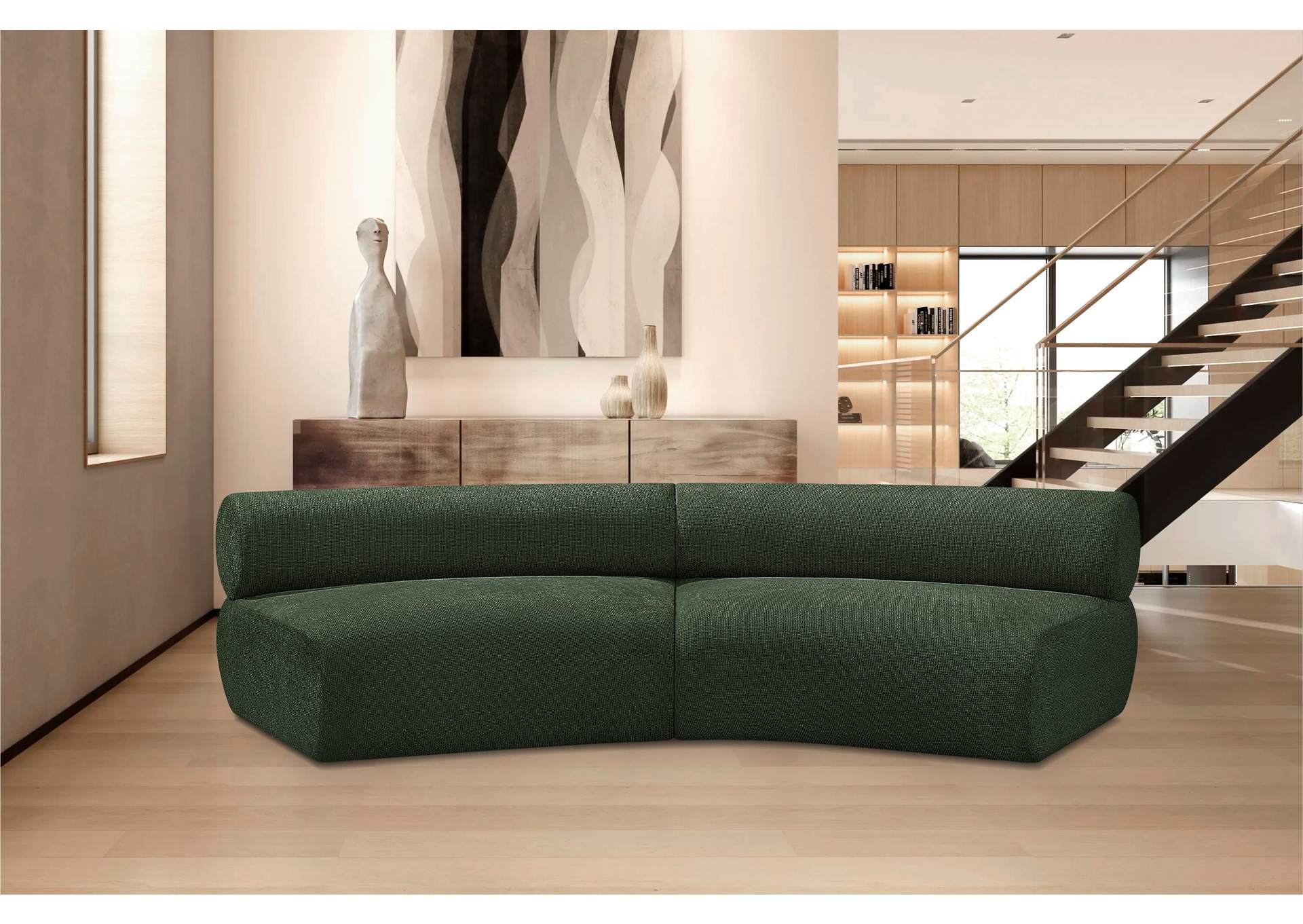 Bale Green Chenille Fabric Modular Sofa,Meridian Furniture