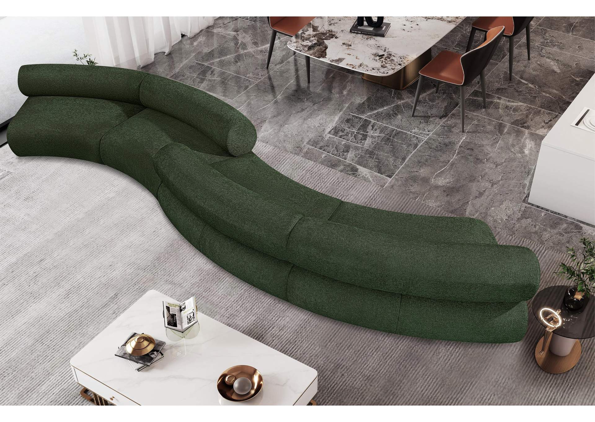 Bale Green Chenille Fabric Modular Sofa,Meridian Furniture