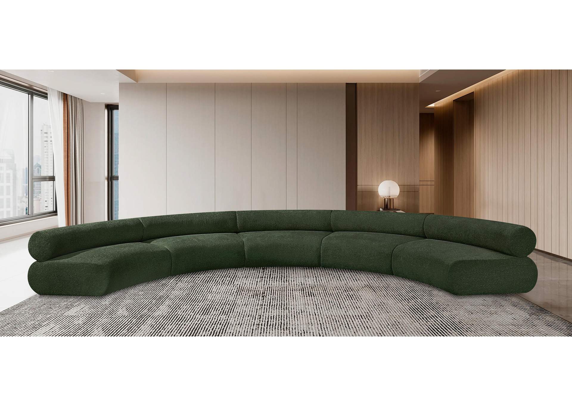 Bale Green Chenille Fabric Modular Sofa,Meridian Furniture