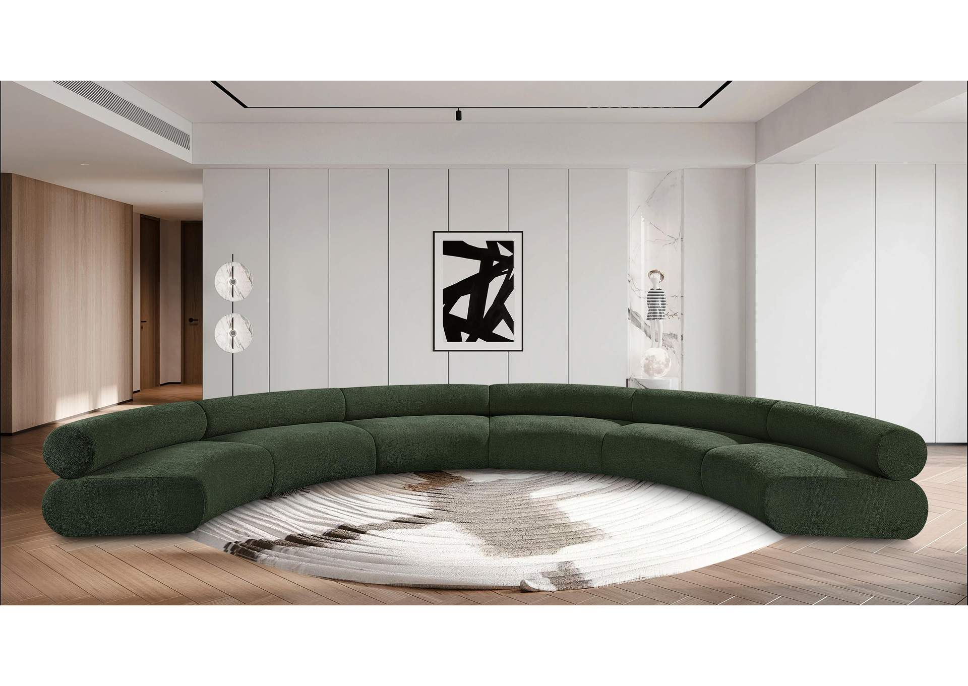 Bale Green Chenille Fabric Modular Sofa,Meridian Furniture