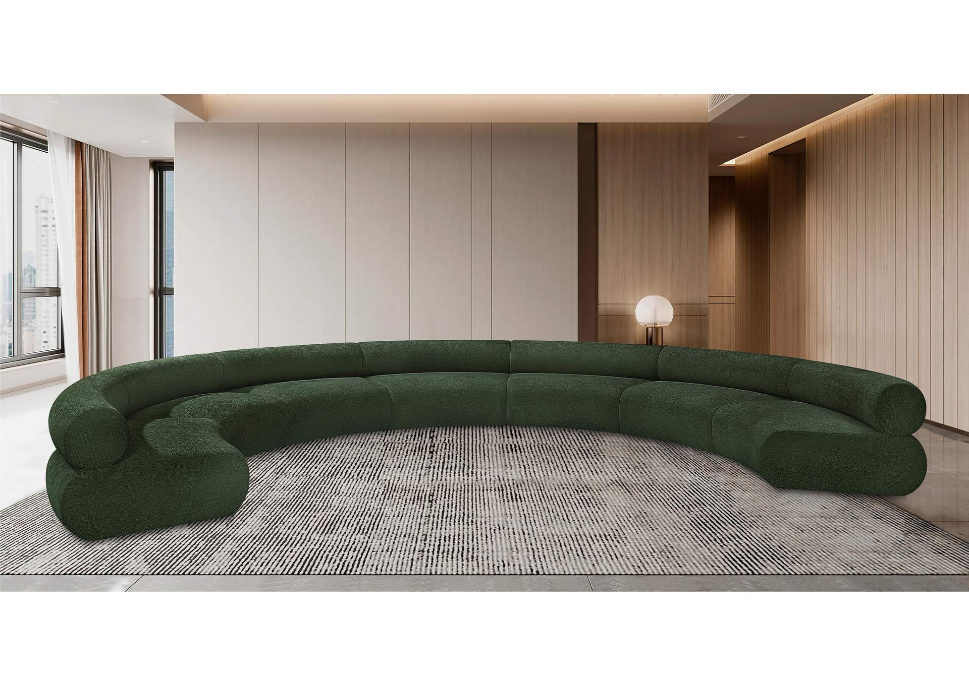 Bale Green Chenille Fabric Modular Sofa,Meridian Furniture