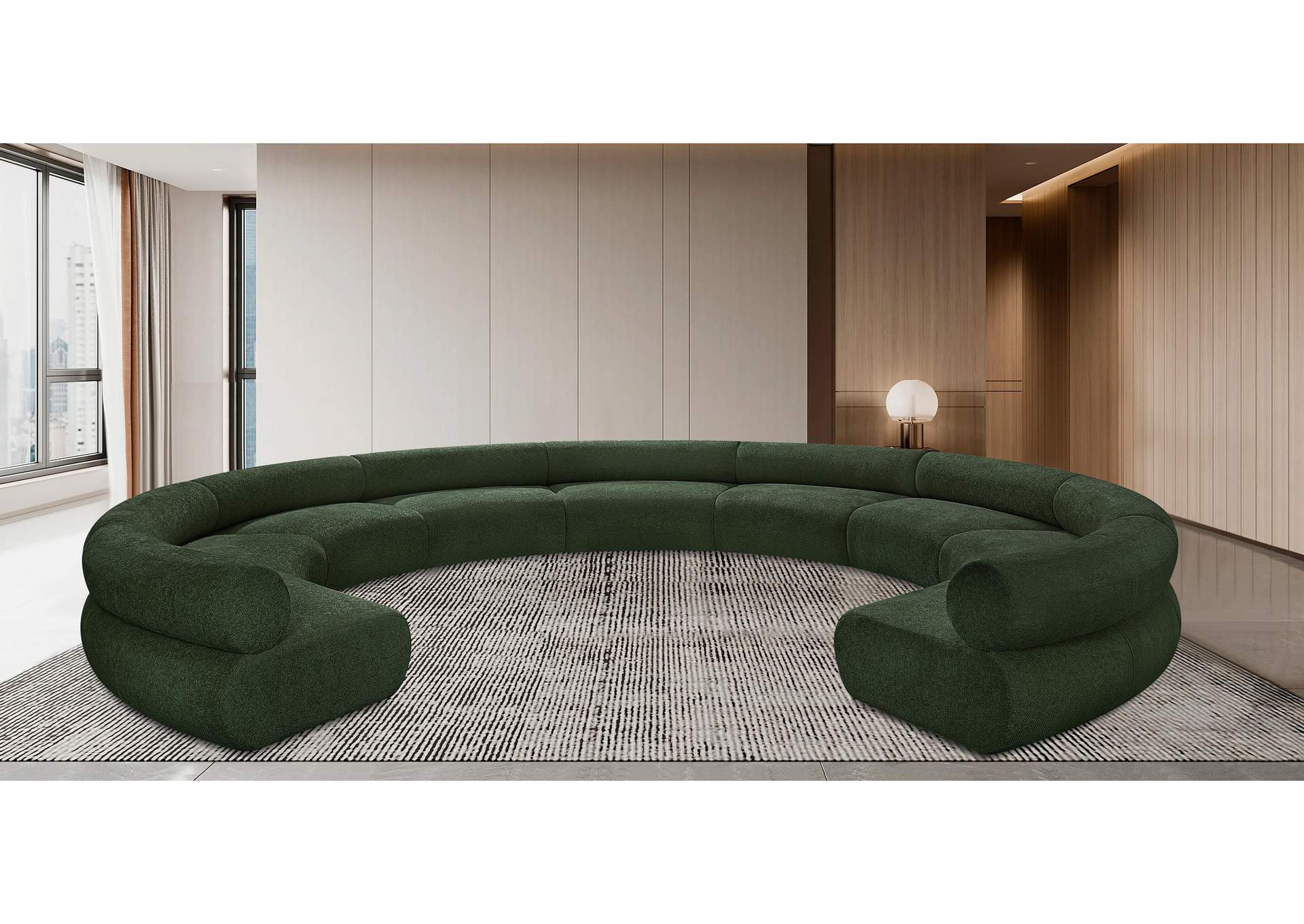 Bale Green Chenille Fabric Modular Sofa,Meridian Furniture