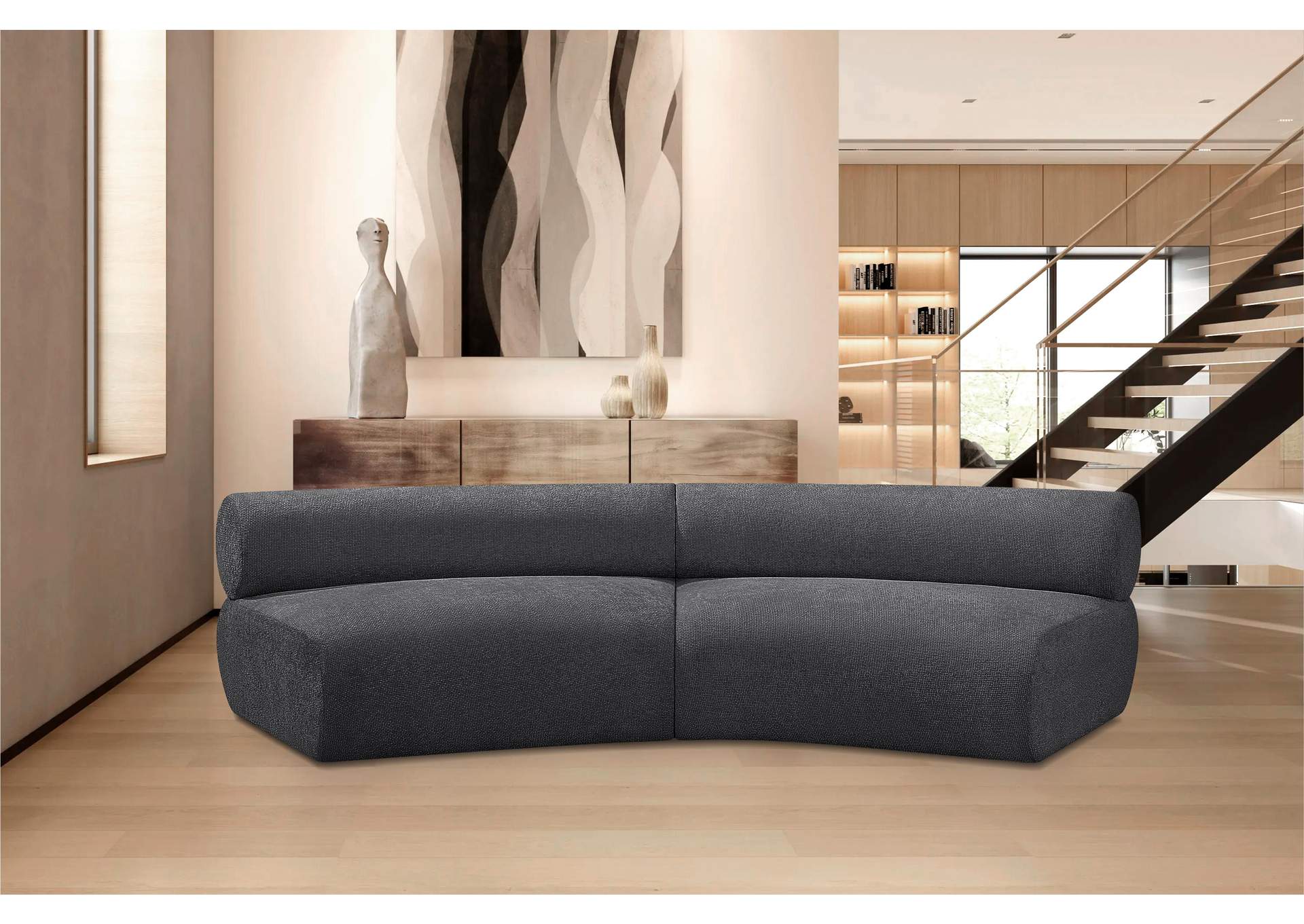 Bale Grey Chenille Fabric Modular Sofa,Meridian Furniture