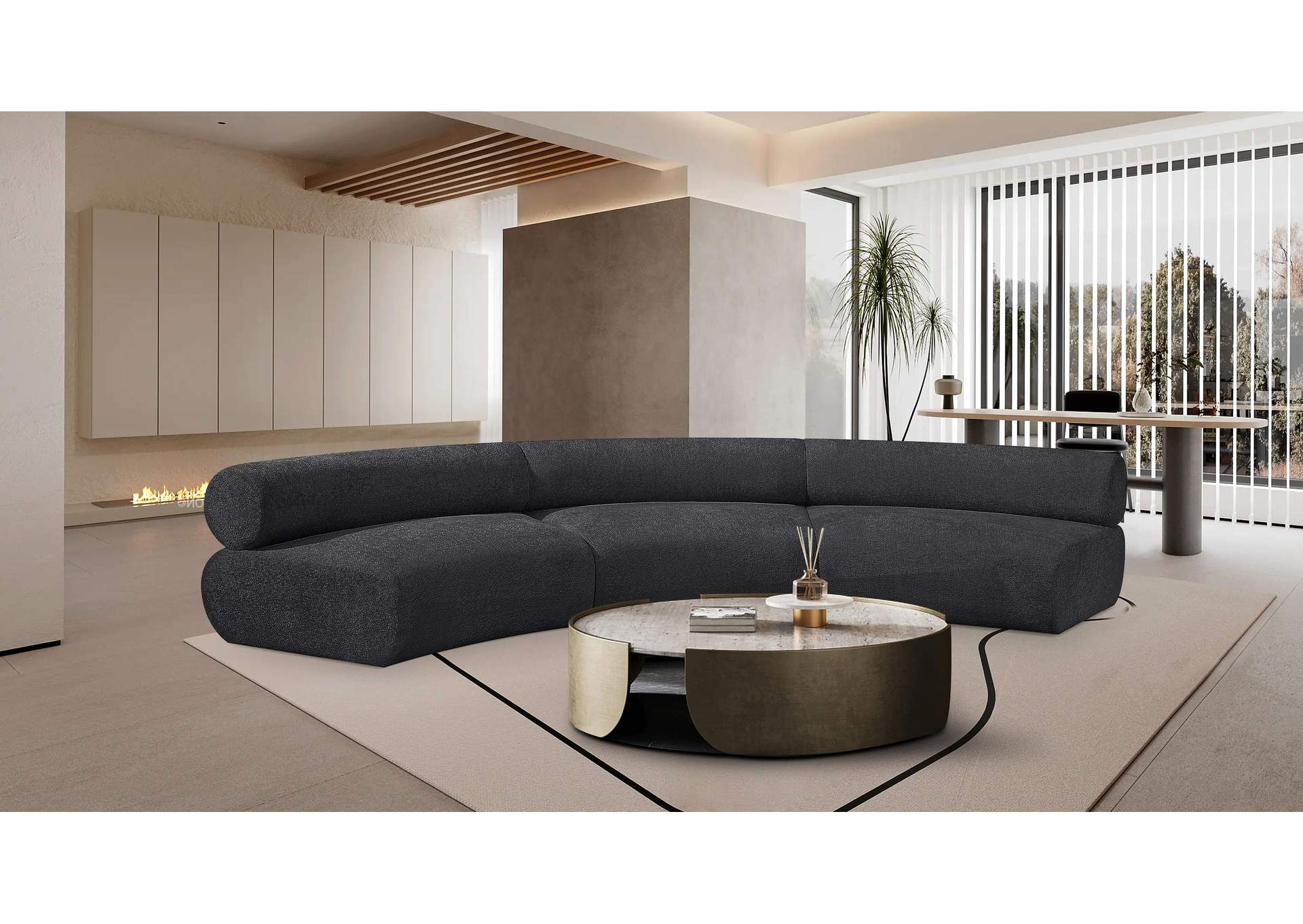 Bale Grey Chenille Fabric Modular Sofa,Meridian Furniture