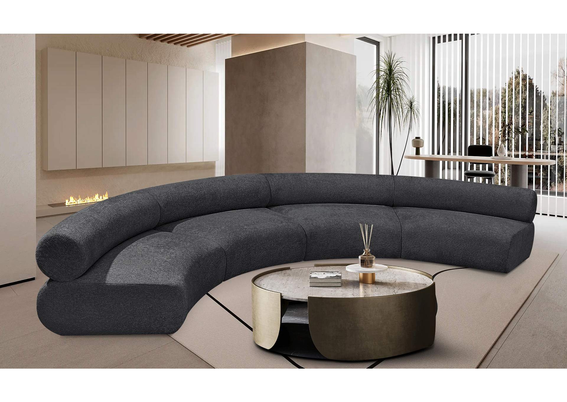 Bale Grey Chenille Fabric Modular Sofa,Meridian Furniture