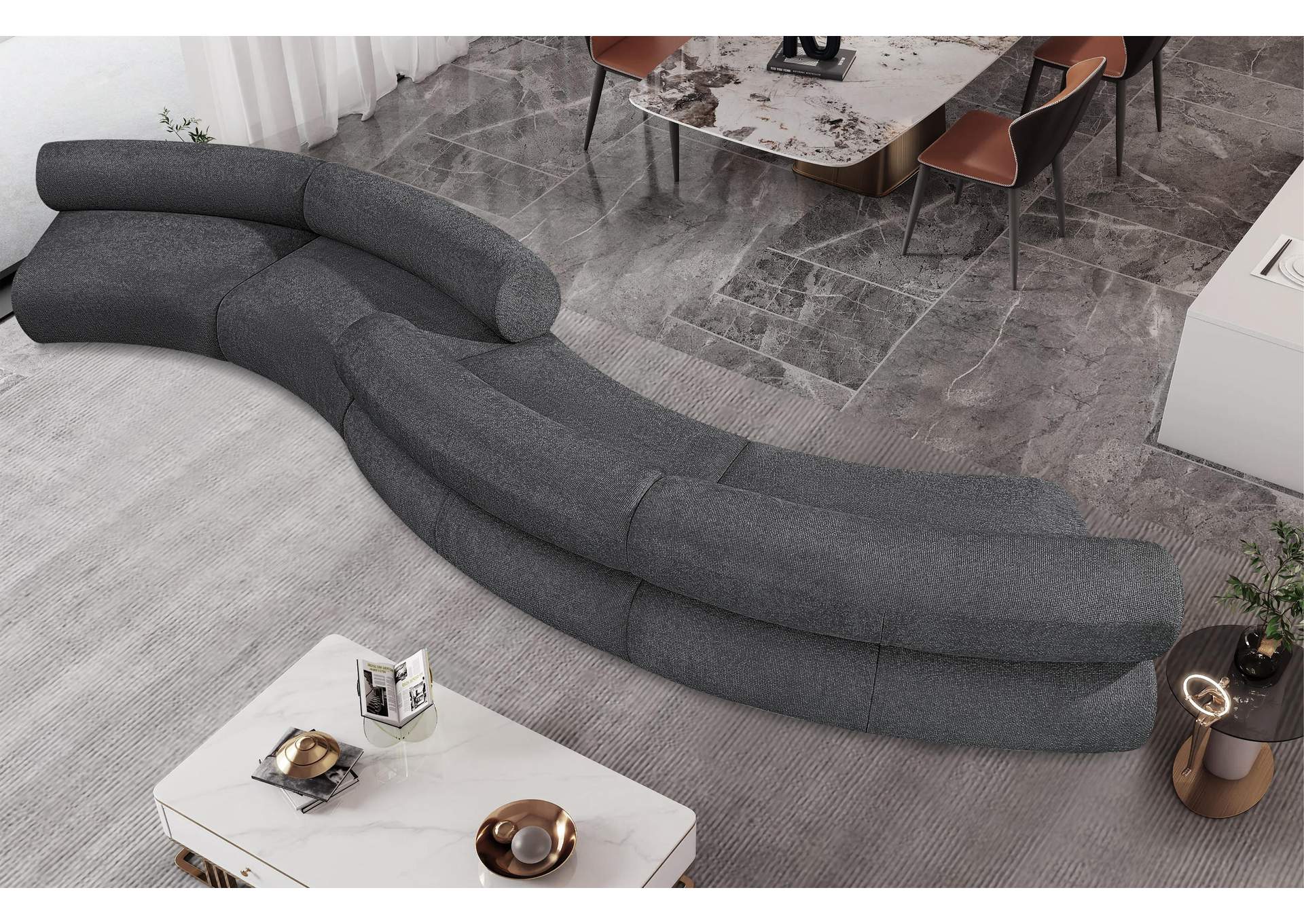 Bale Grey Chenille Fabric Modular Sofa,Meridian Furniture