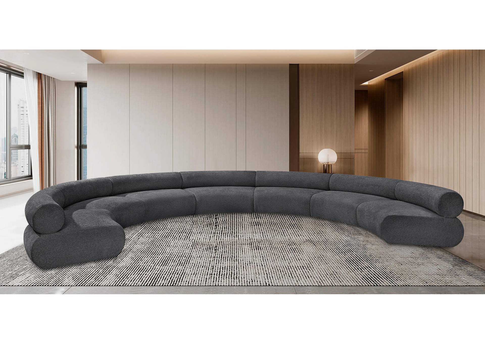 Bale Grey Chenille Fabric Modular Sofa,Meridian Furniture