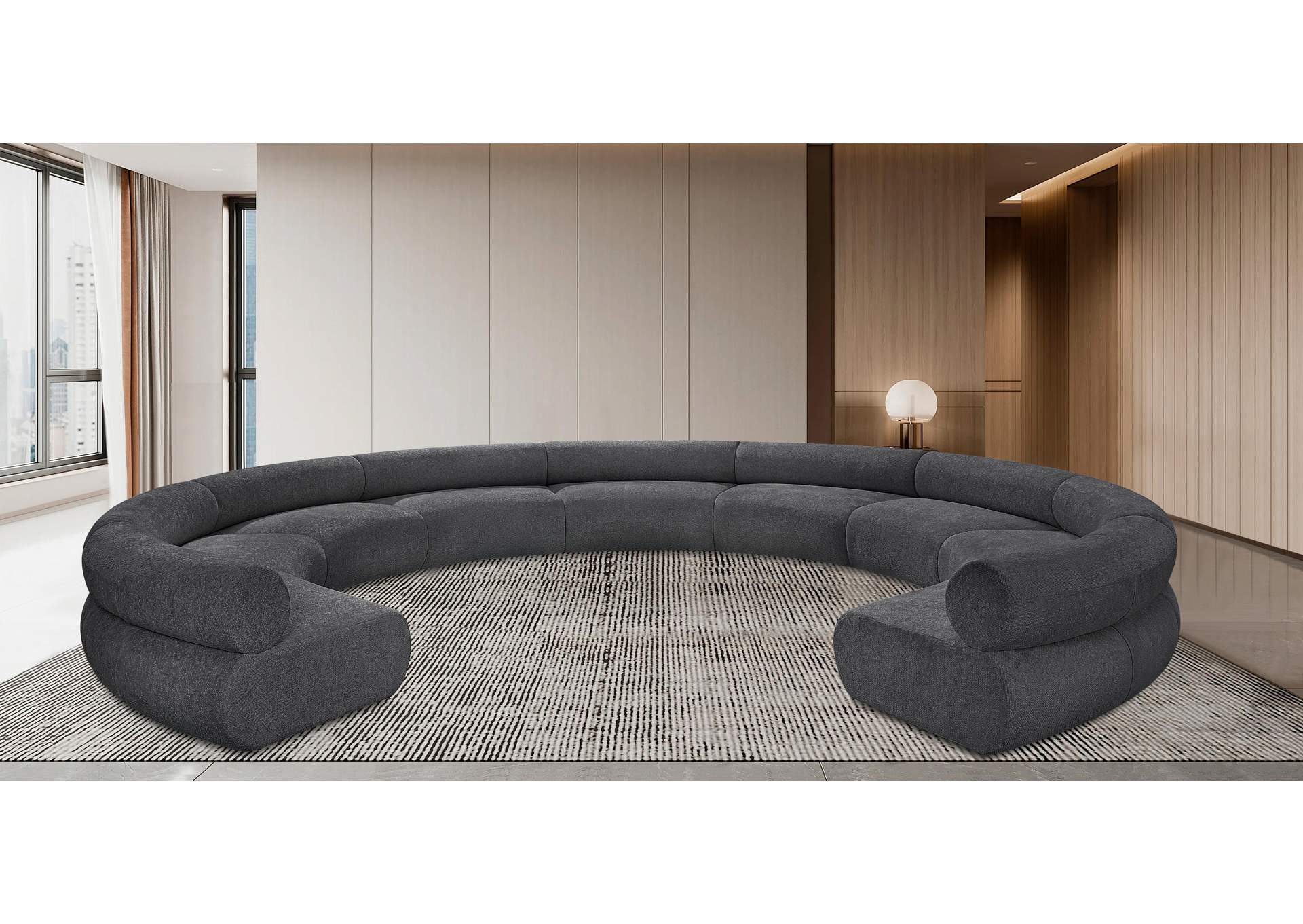 Bale Grey Chenille Fabric Modular Sofa,Meridian Furniture