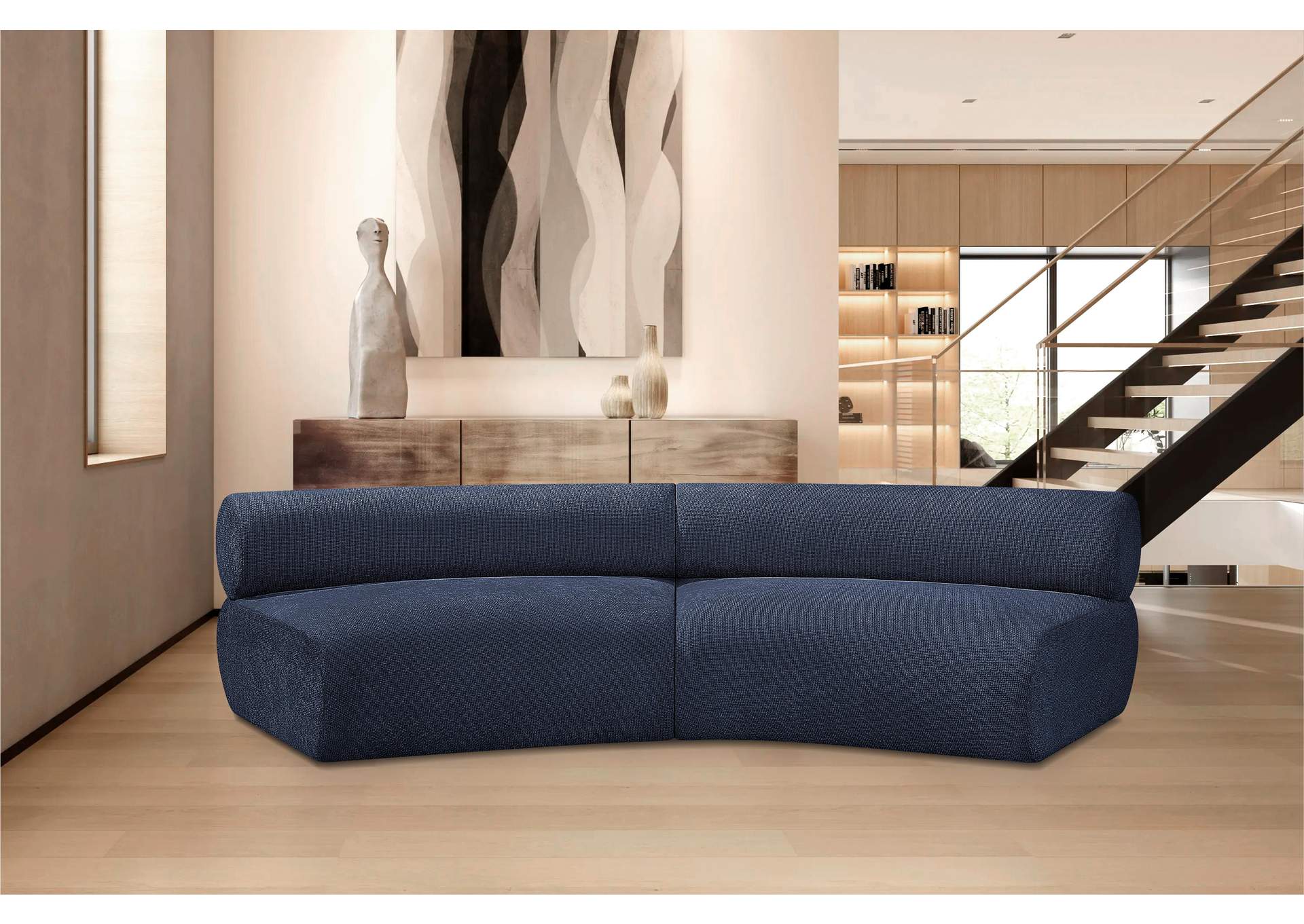 Bale Navy Chenille Fabric Modular Sofa,Meridian Furniture