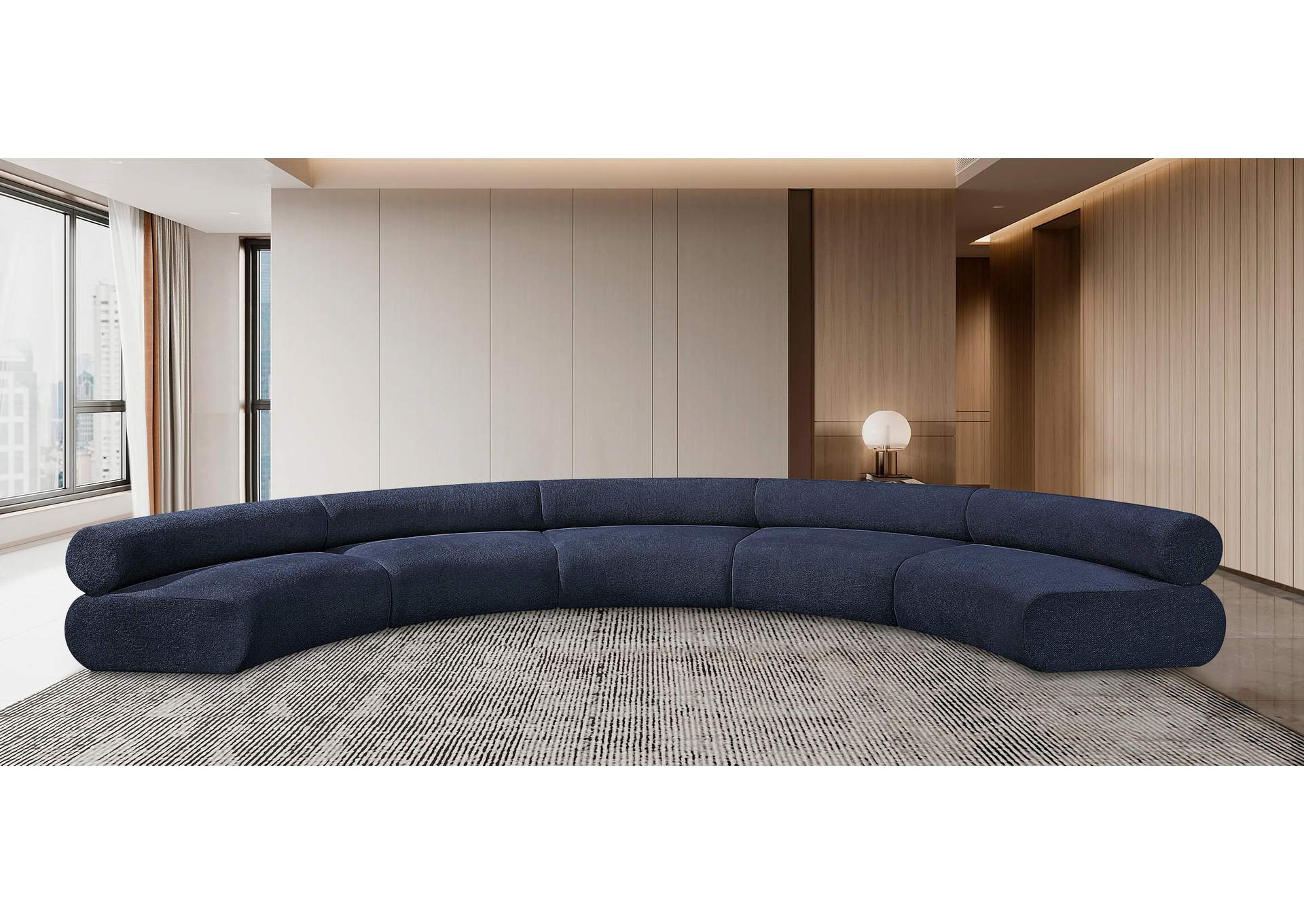 Bale Navy Chenille Fabric Modular Sofa,Meridian Furniture