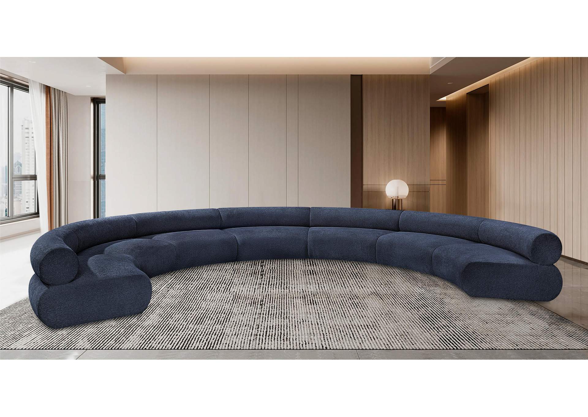 Bale Navy Chenille Fabric Modular Sofa,Meridian Furniture